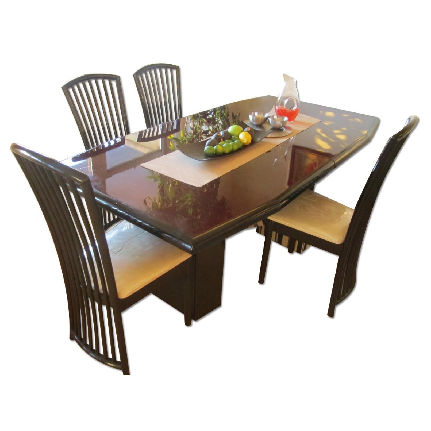 Expandable Wood Dining Table w/ 4 Chairs - AptDeco