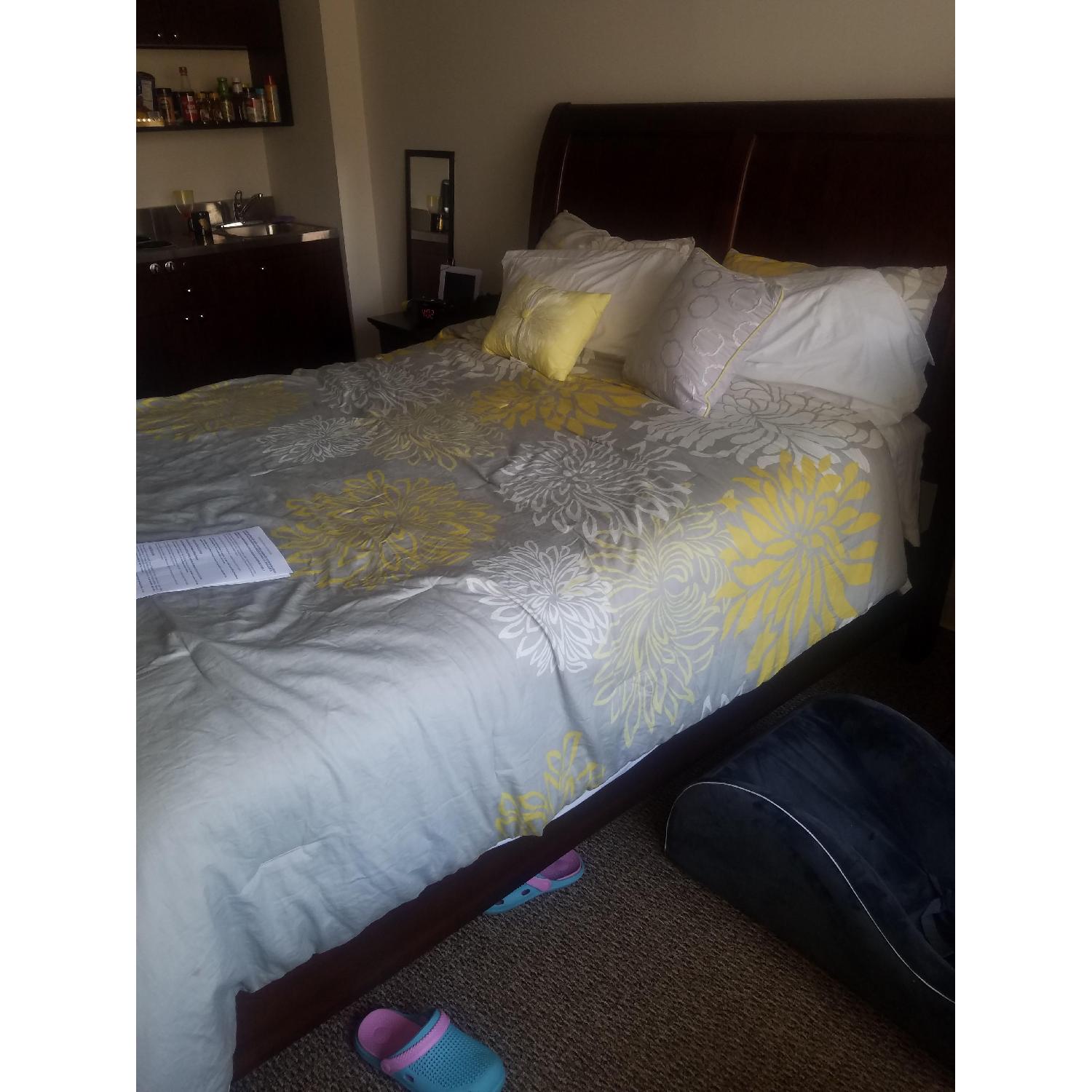 Raymour & Flanigan Queens Size Cherry Wood Bed Frame - image-2