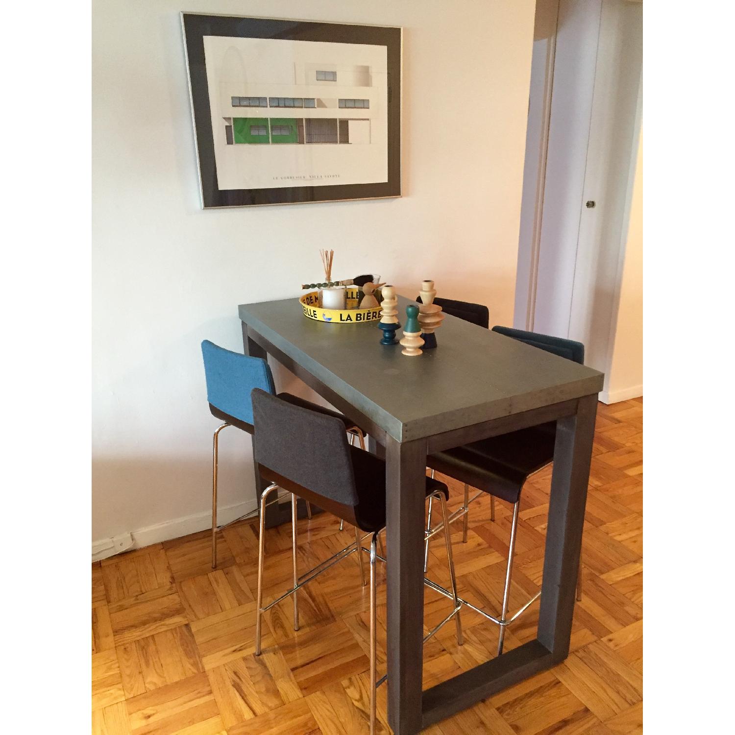 CB2 Stern Counter Table w/ 4 Bludot Counter Stools - image-9