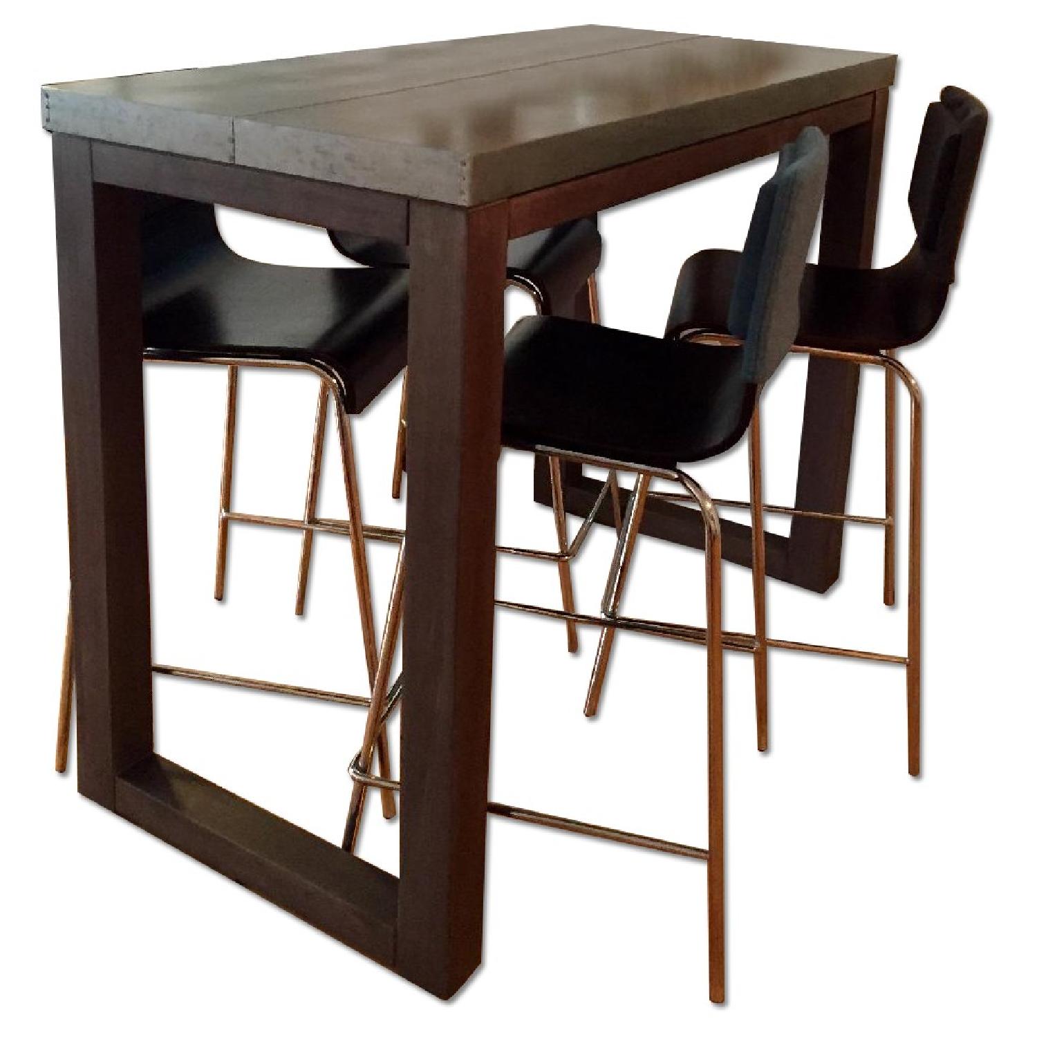 CB2 Stern Counter Table w/ 4 Bludot Counter Stools - image-0