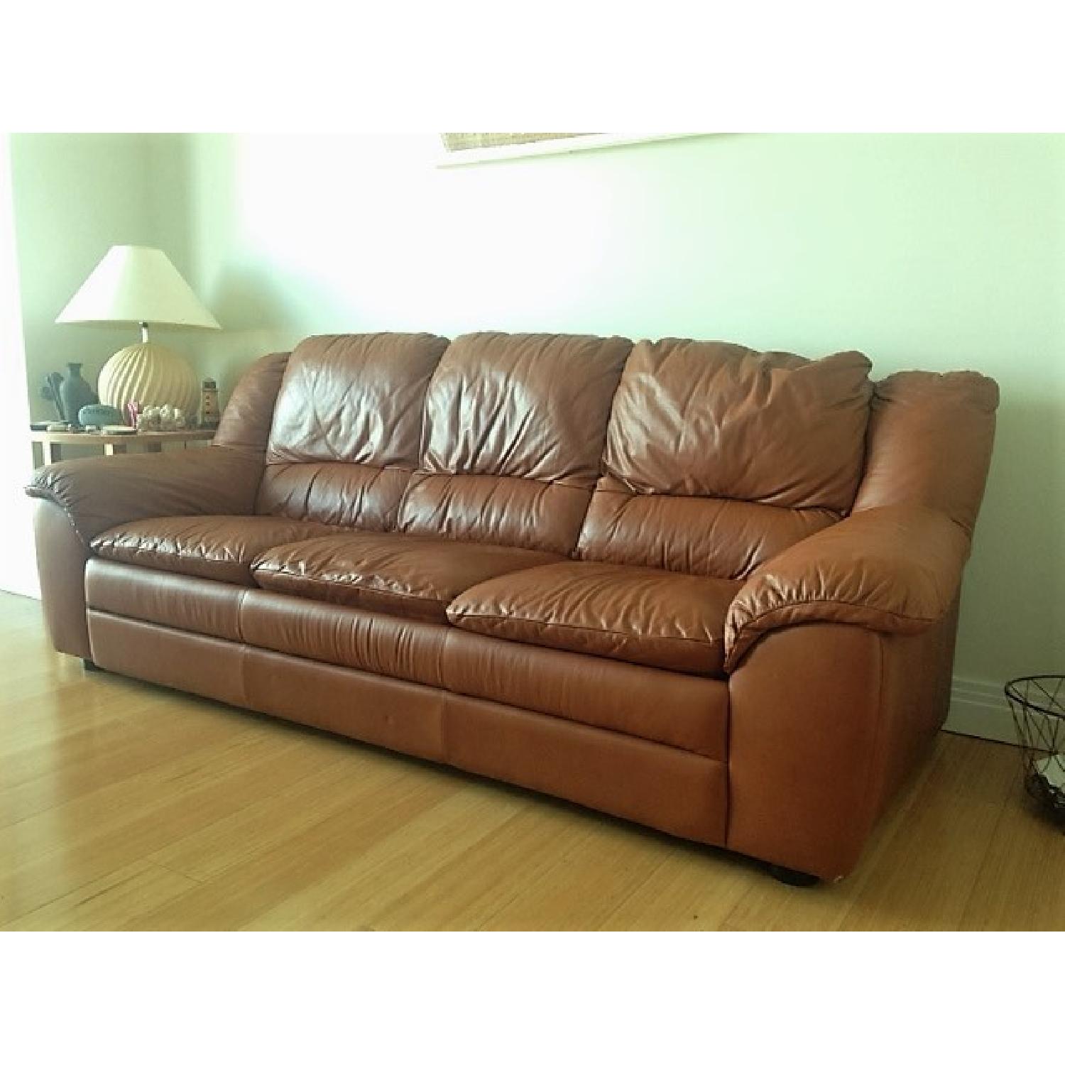 Natuzzi Leather Sofa Bed - image-1