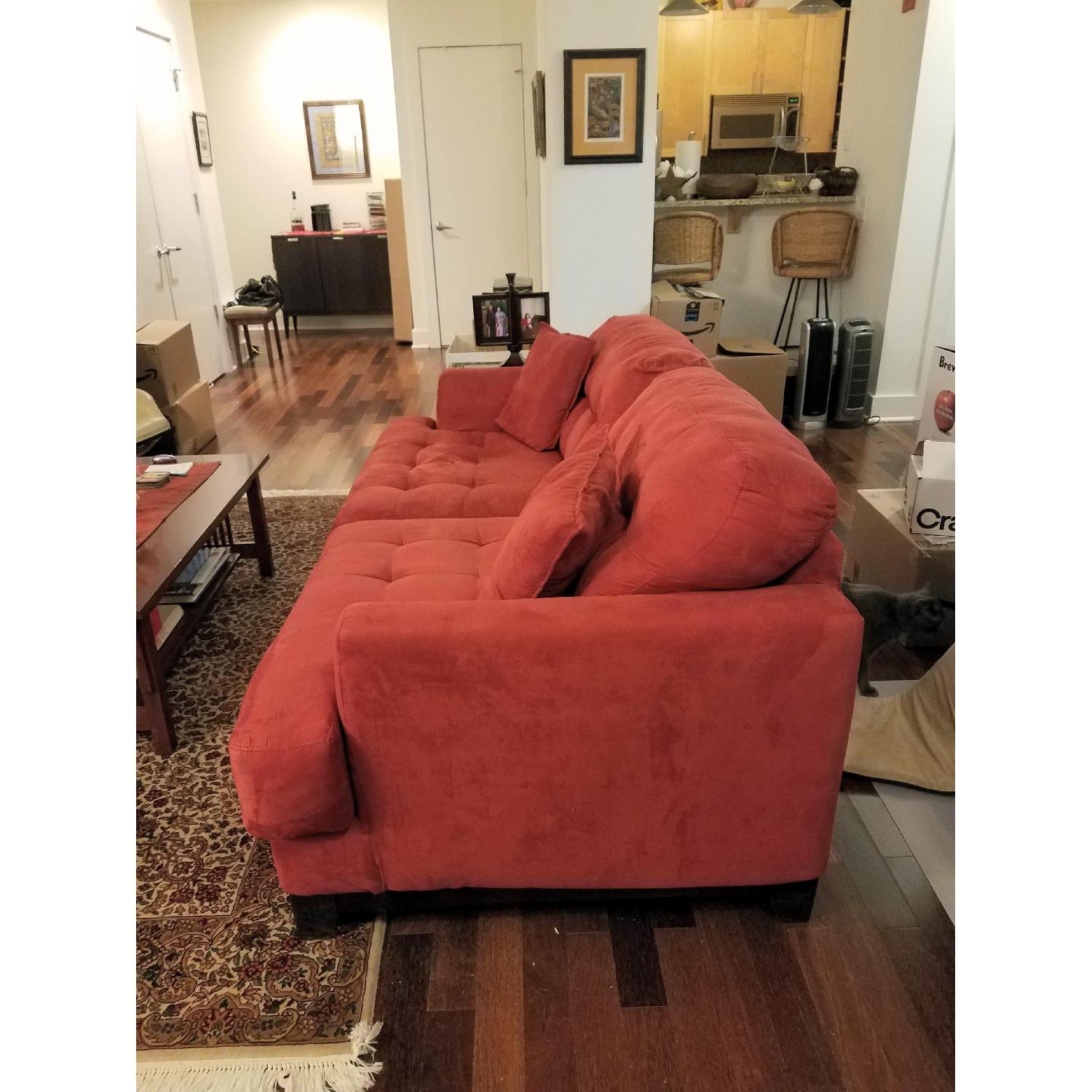 Value City Furniture Red Microfiber Sofa - image-2
