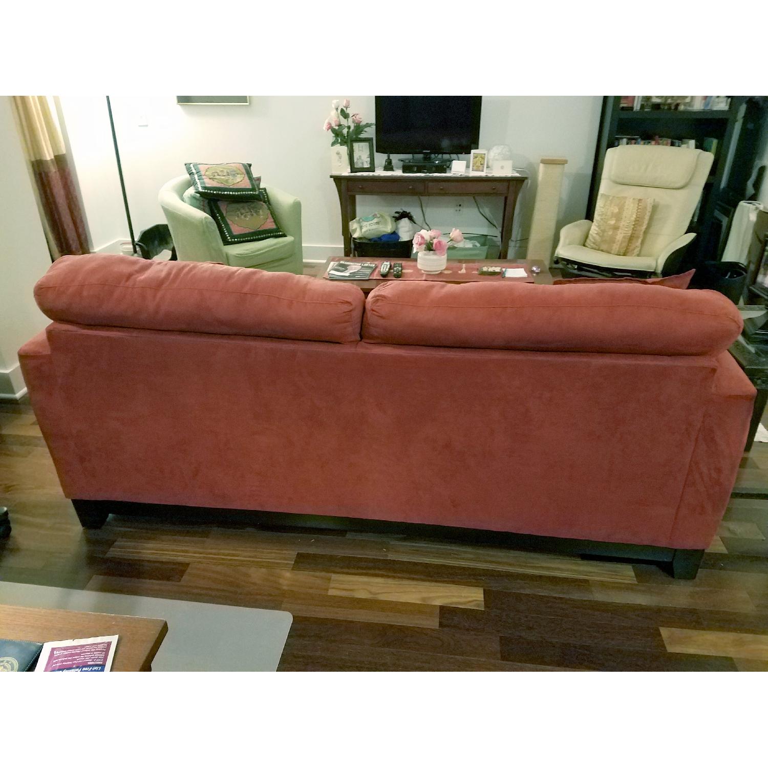 Value City Furniture Red Microfiber Sofa - image-3