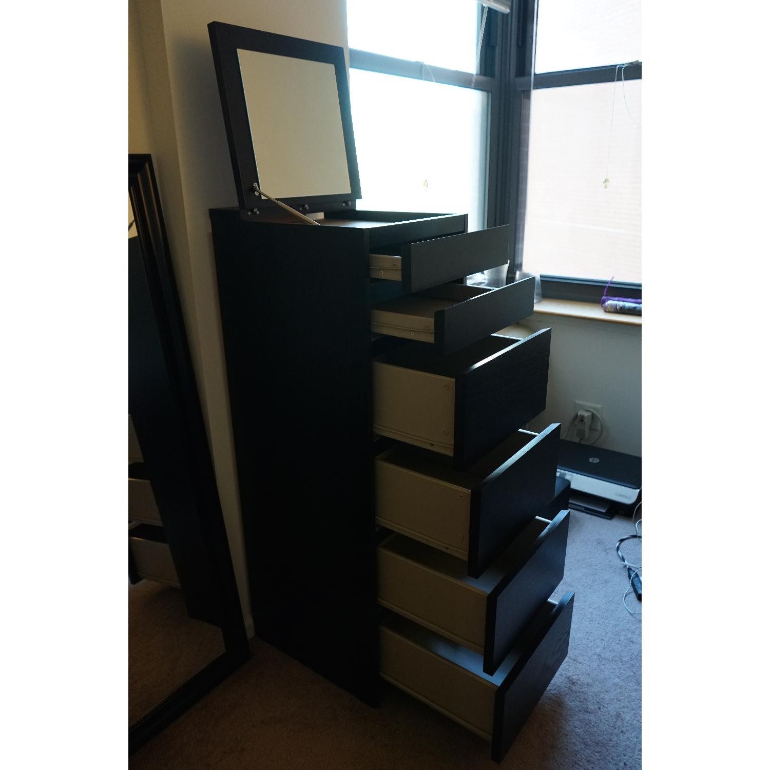 Ikea Malm Black 6-Drawer Chest w/ Mirror Glass - image-3
