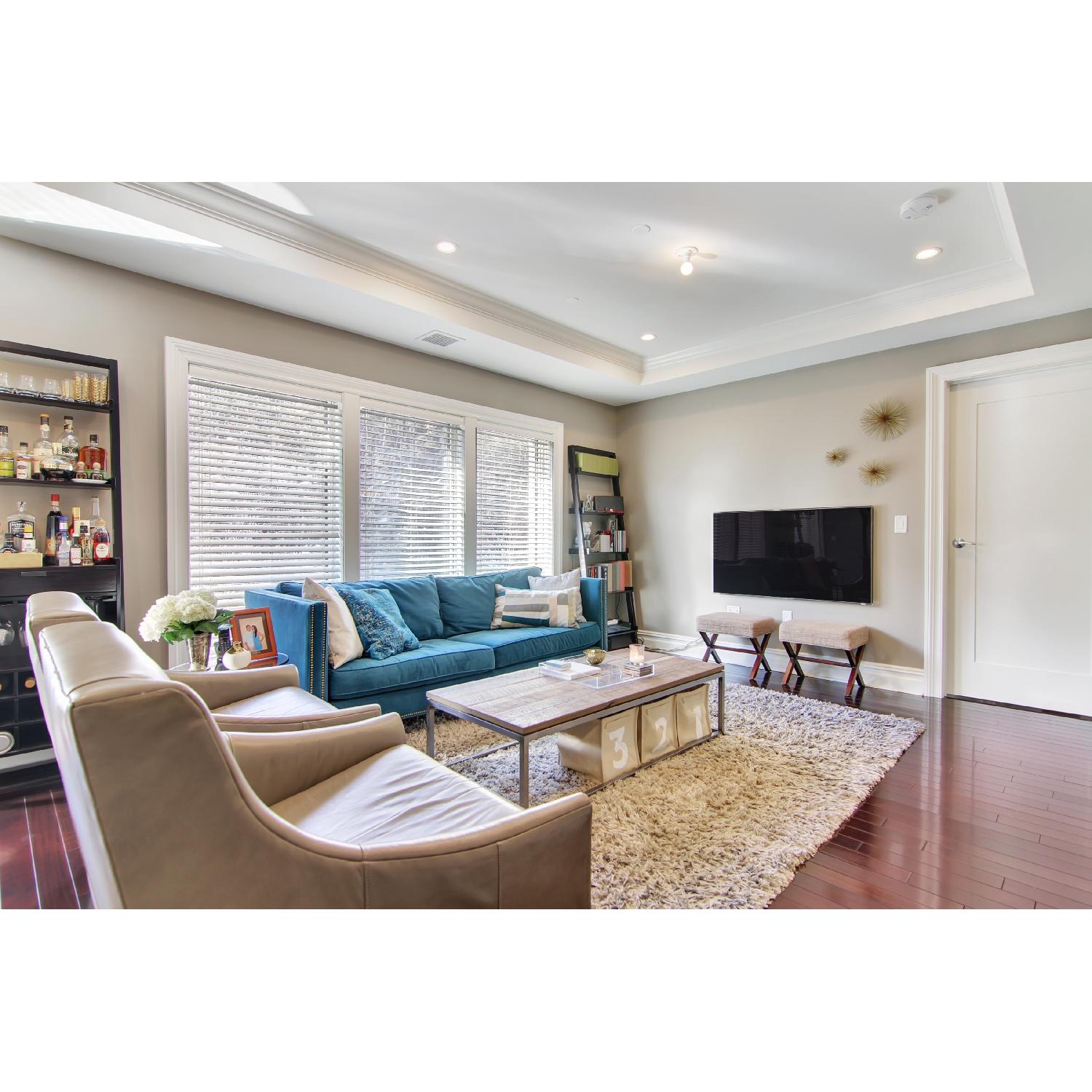 West Elm Elephant Grey Leather Armchair - image-3