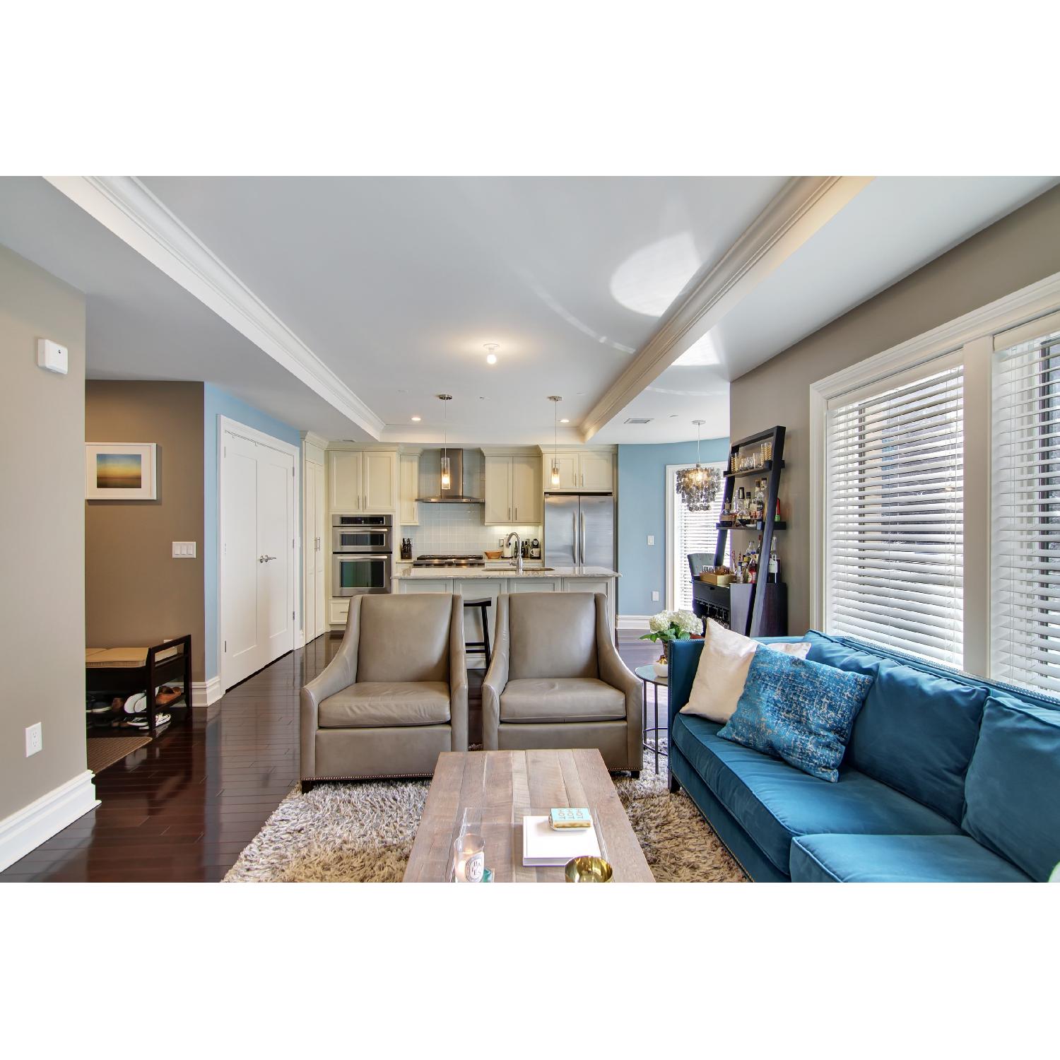 West Elm Elephant Grey Leather Armchair - image-4