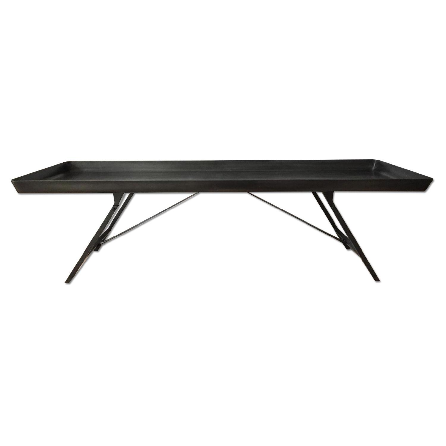 CB2 Grey Metal Coffee Table AptDeco
