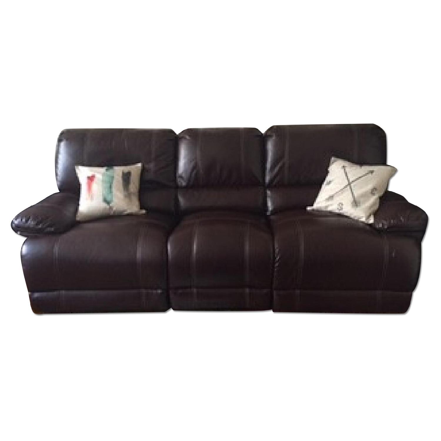 Bob's Reclining Faux Brown Leather 3 Seater Couch AptDeco