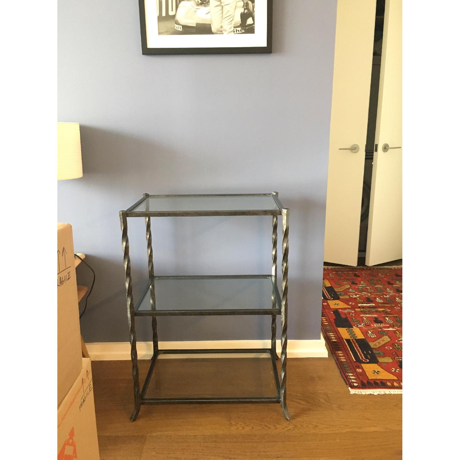Crate & Barrel Tiered Glass Shelf/Barware Storage - image-1