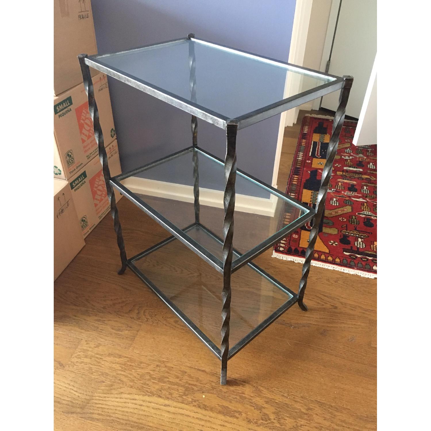 Crate & Barrel Tiered Glass Shelf/Barware Storage - image-2
