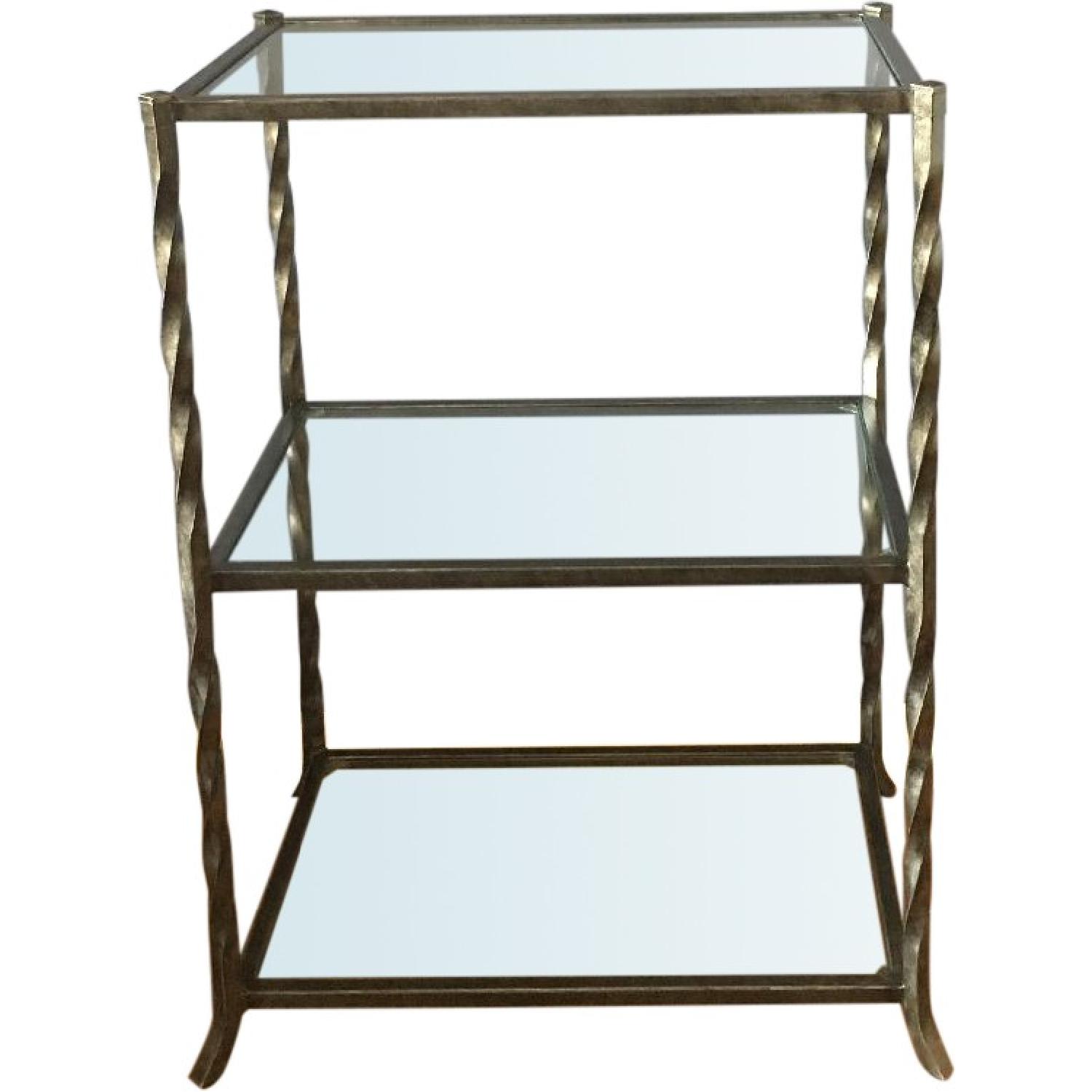 Crate & Barrel Tiered Glass Shelf/Barware Storage - image-0
