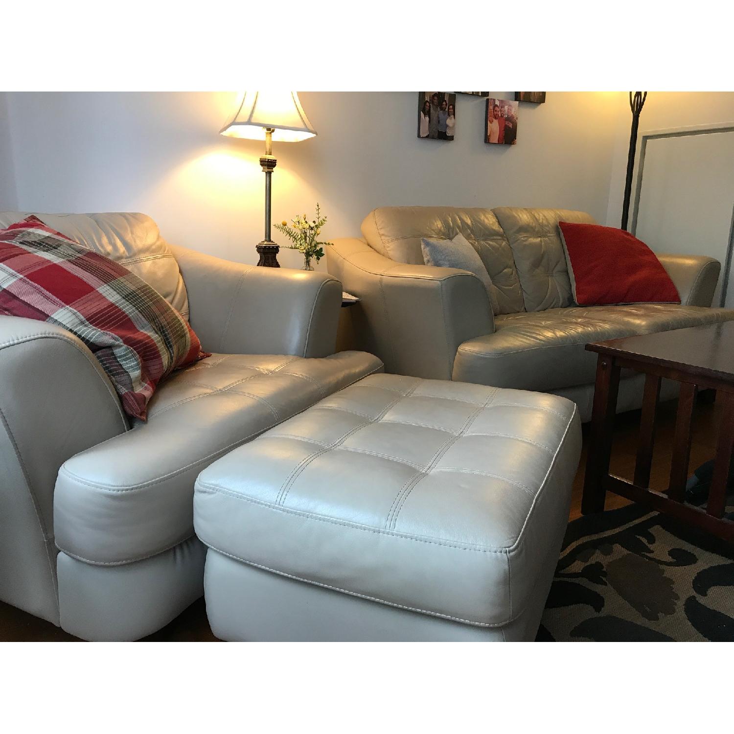 Leather Loveseat + Oversized Chair & Ottoman - image-2