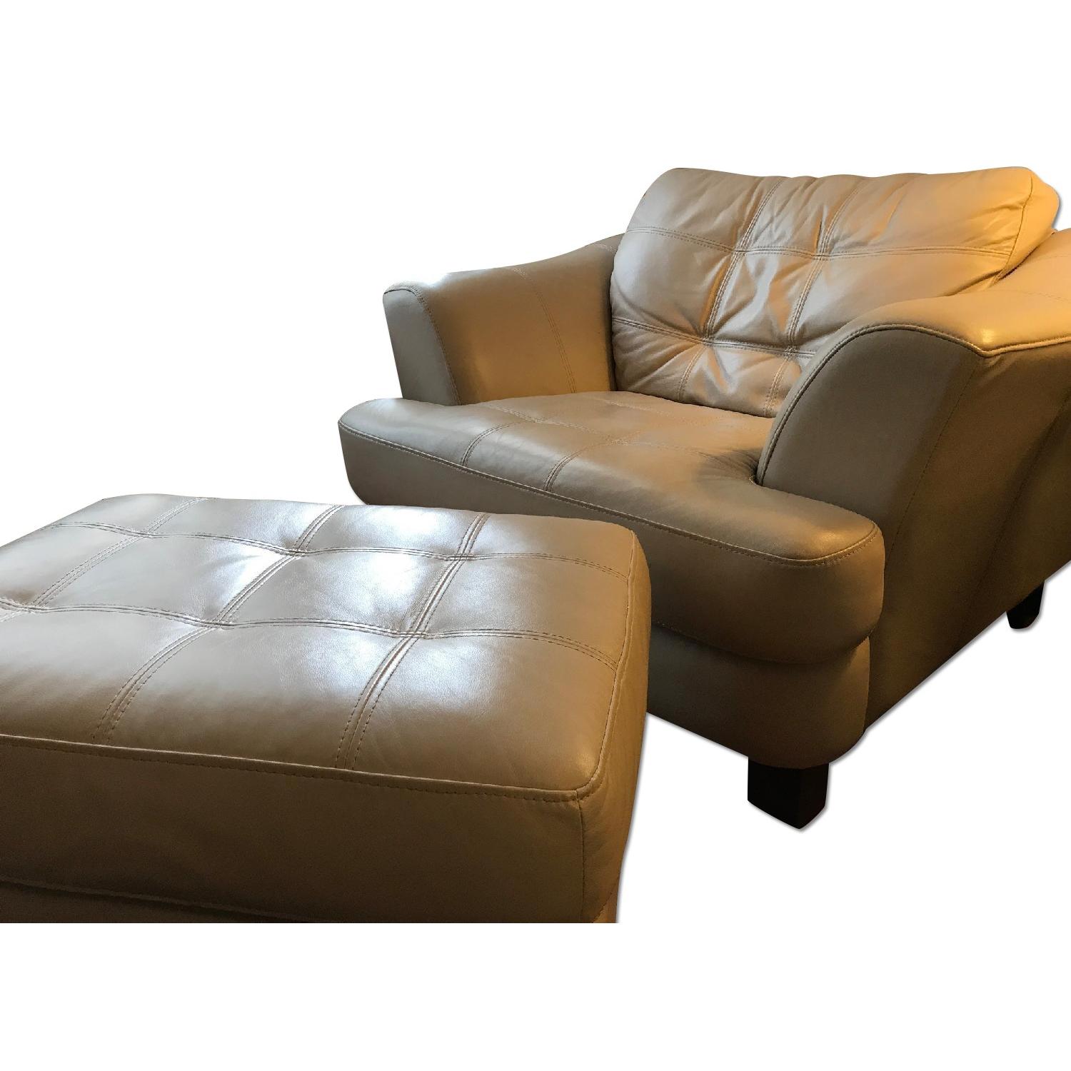 Leather Loveseat + Oversized Chair & Ottoman - image-7