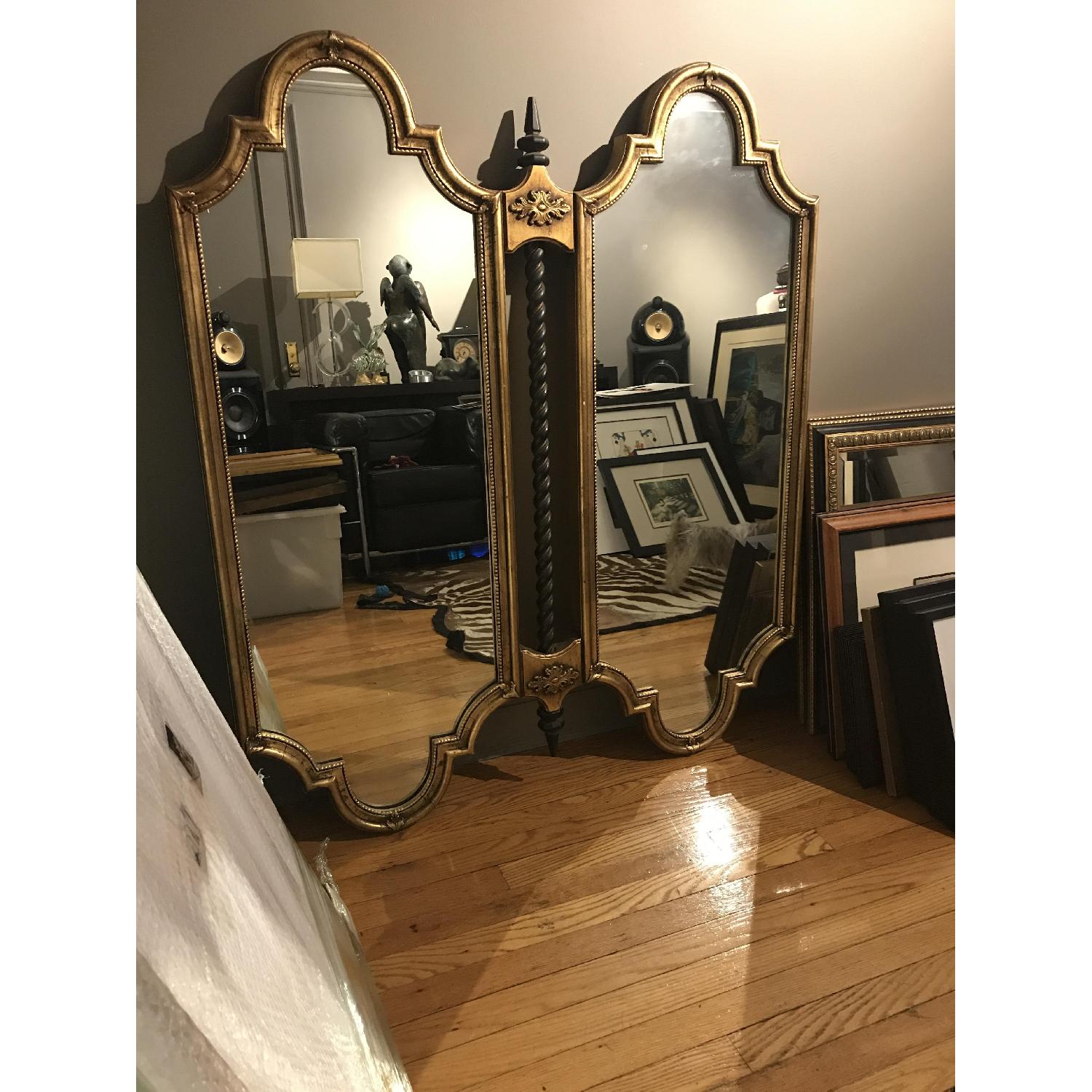 Antique Metal Mirror 80cm With Triple Planter Holders
