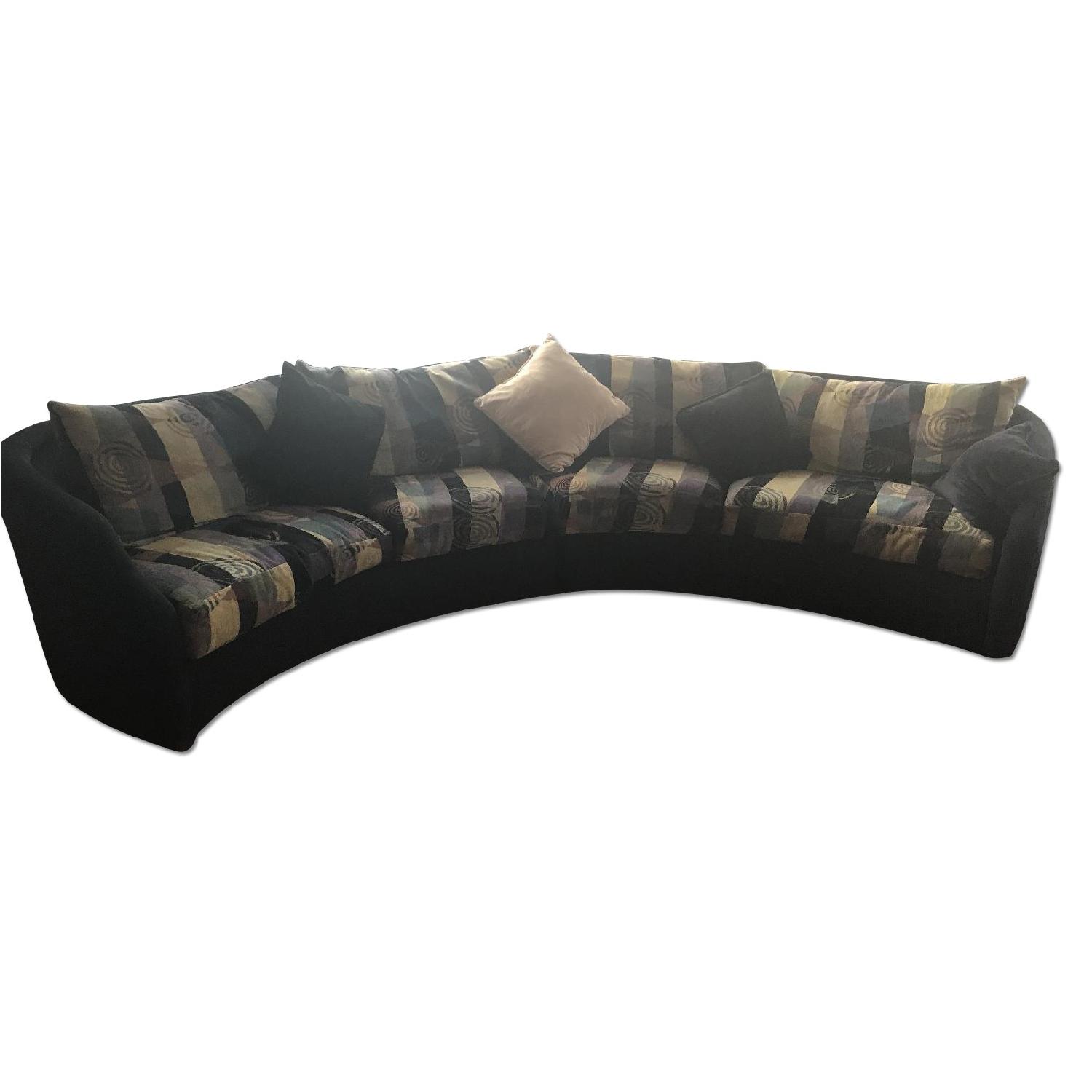CrescentShaped MultiColor Fabric Sectional Couch AptDeco