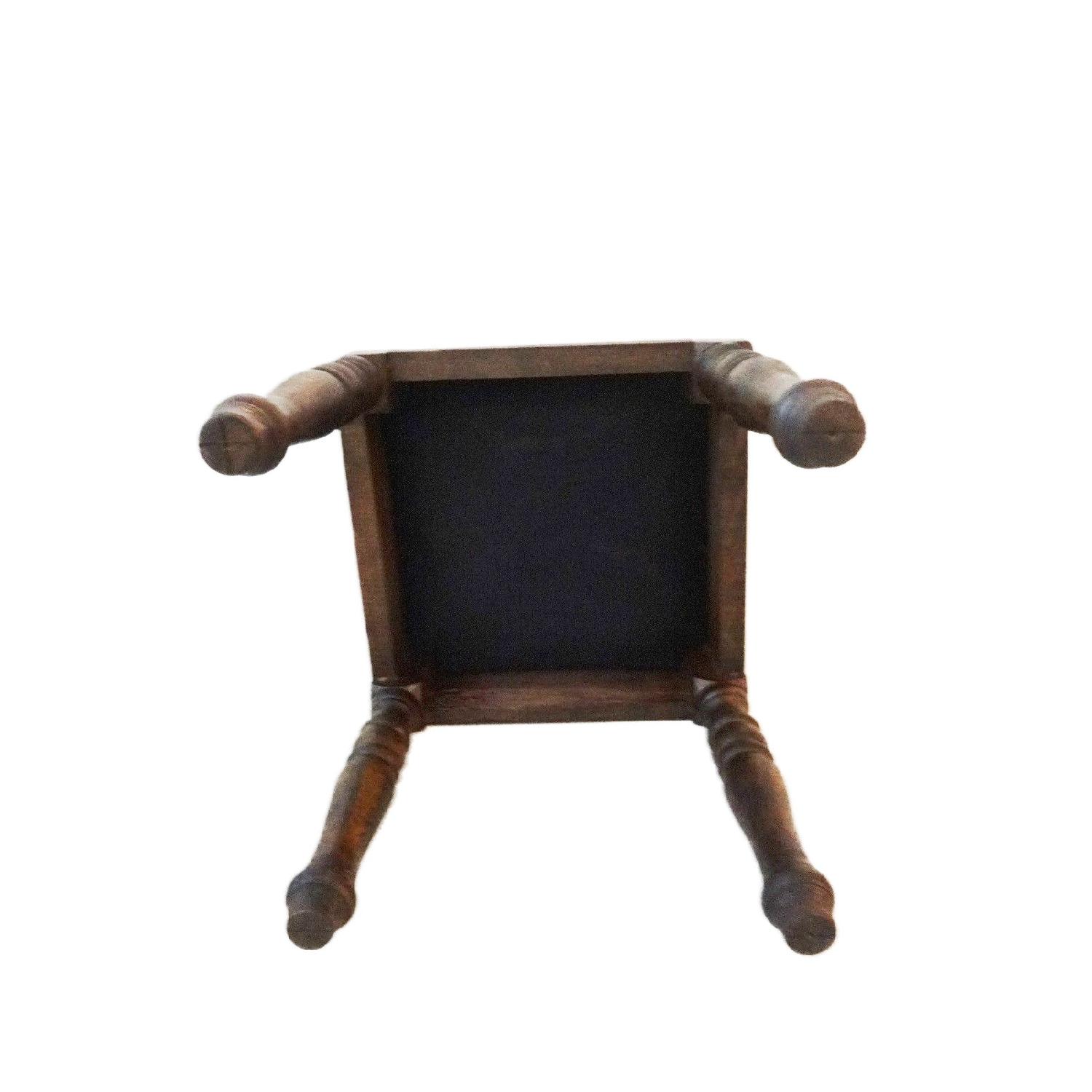 Antique Tribal Qashquai Rug Wood Stool - image-2