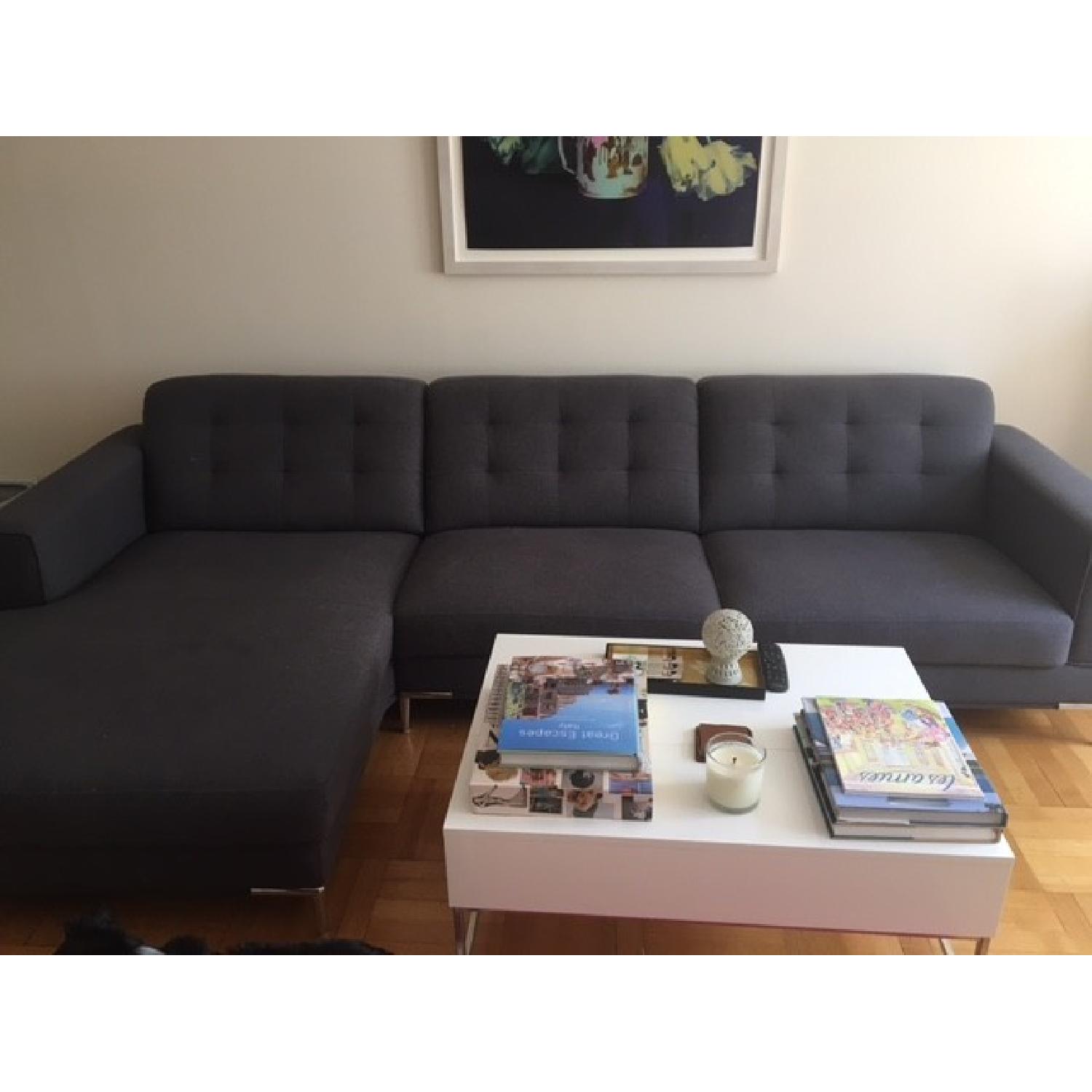 Modani Biltmore Grey Fabric Chaise Sectional Sofa - image-1