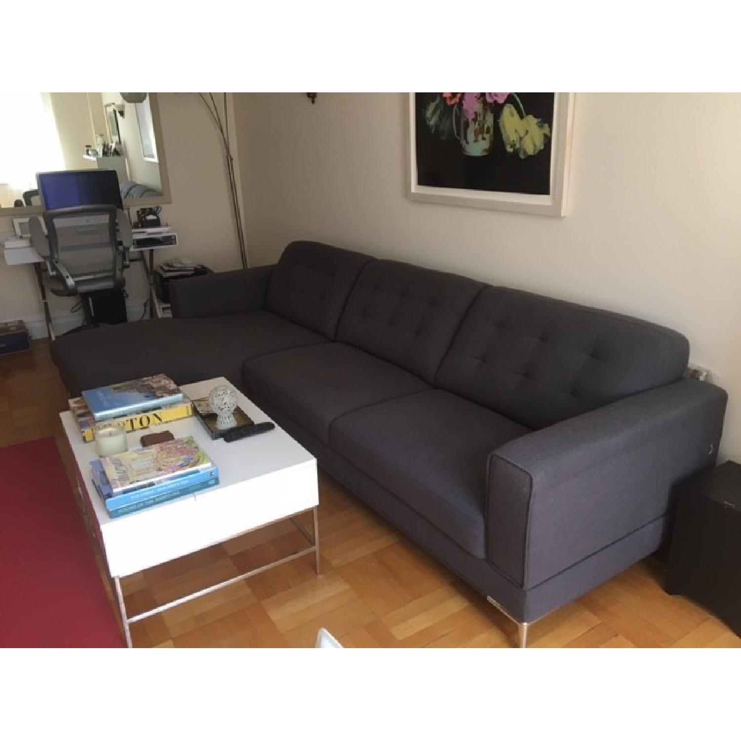 Modani Biltmore Grey Fabric Chaise Sectional Sofa - image-3