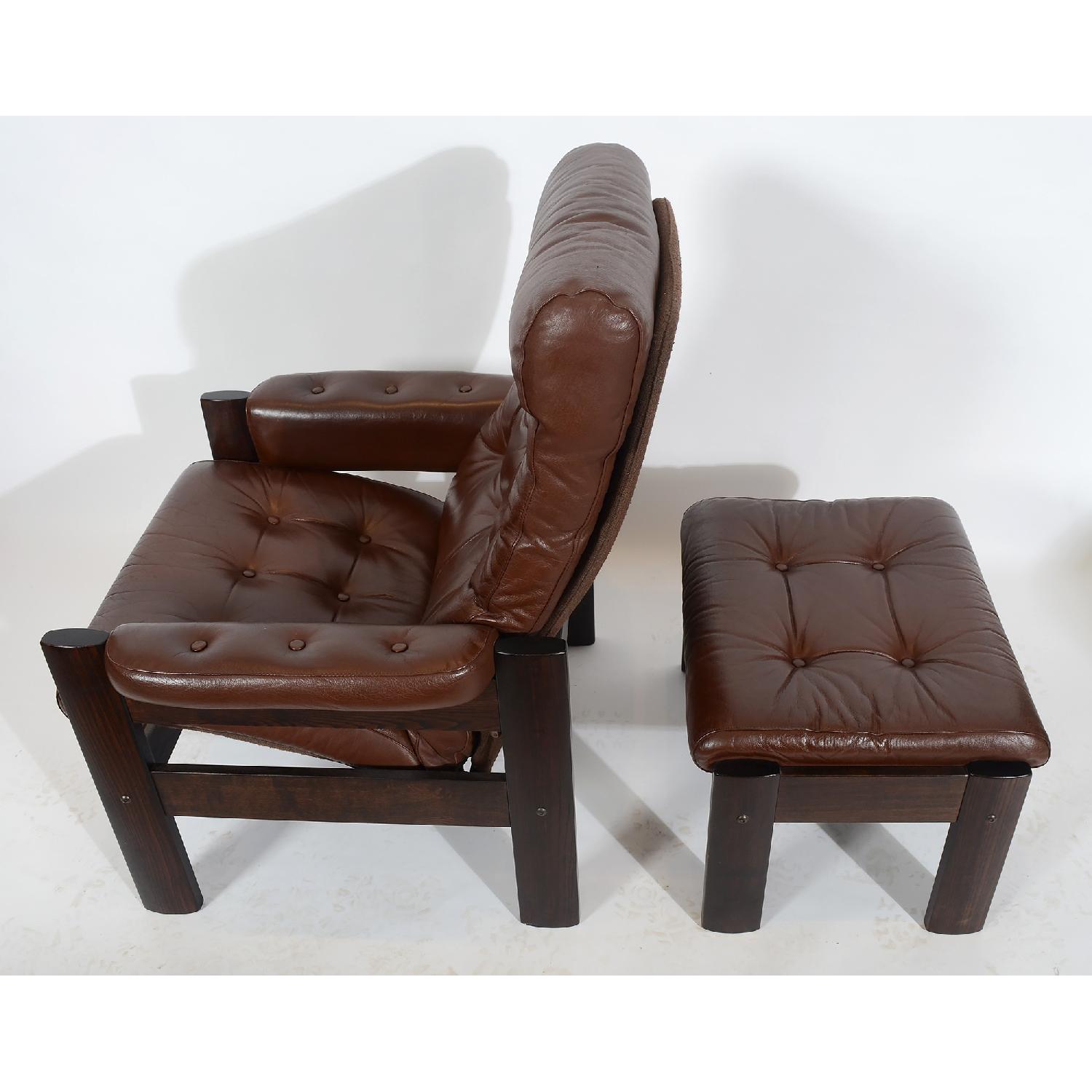 Ekornes Danish Modern Leather Stressless Amigo Reclining Chair & Ottoman - image-2
