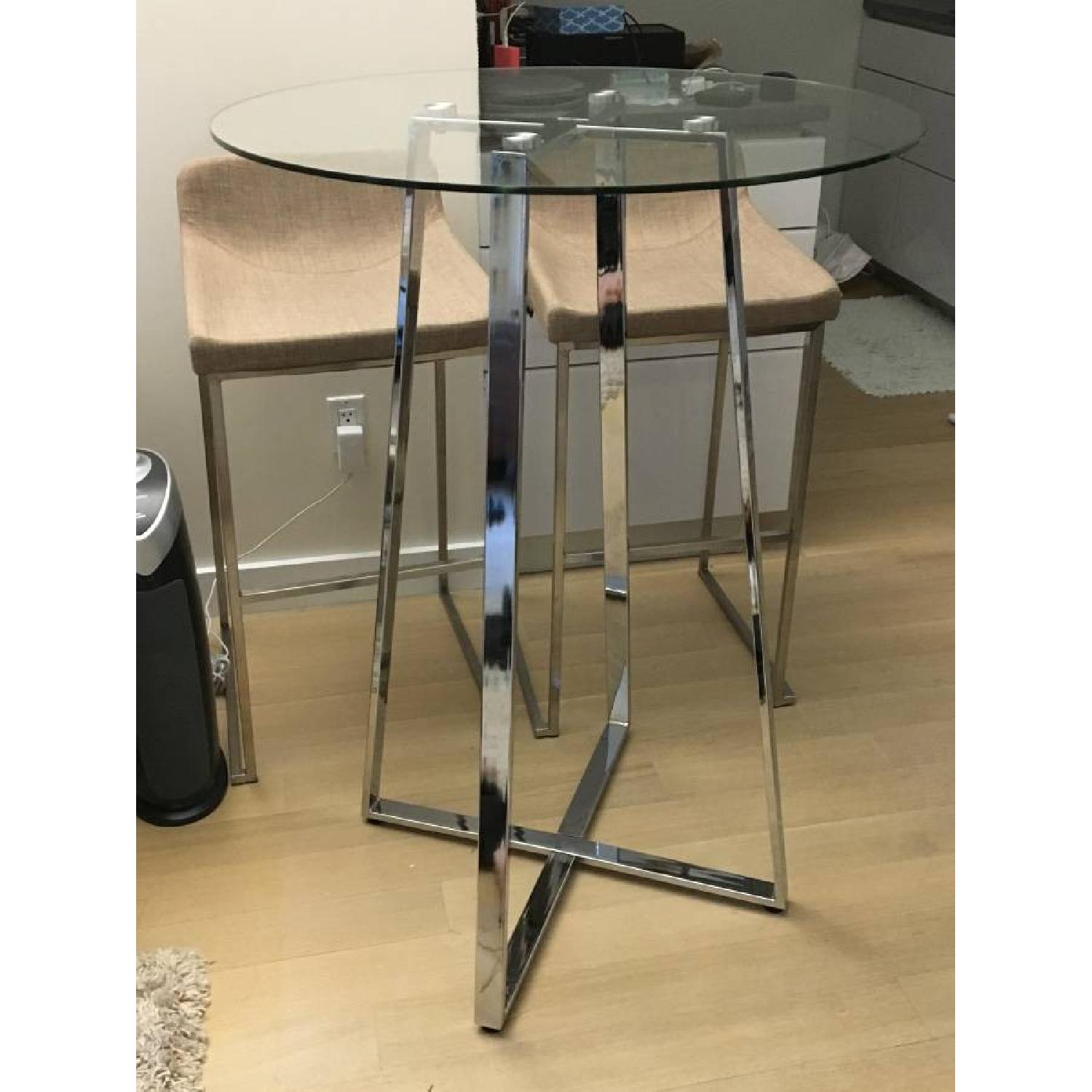 Modern Glass Top Pub Bar Table w/ 2 Modern Chairs - image-2