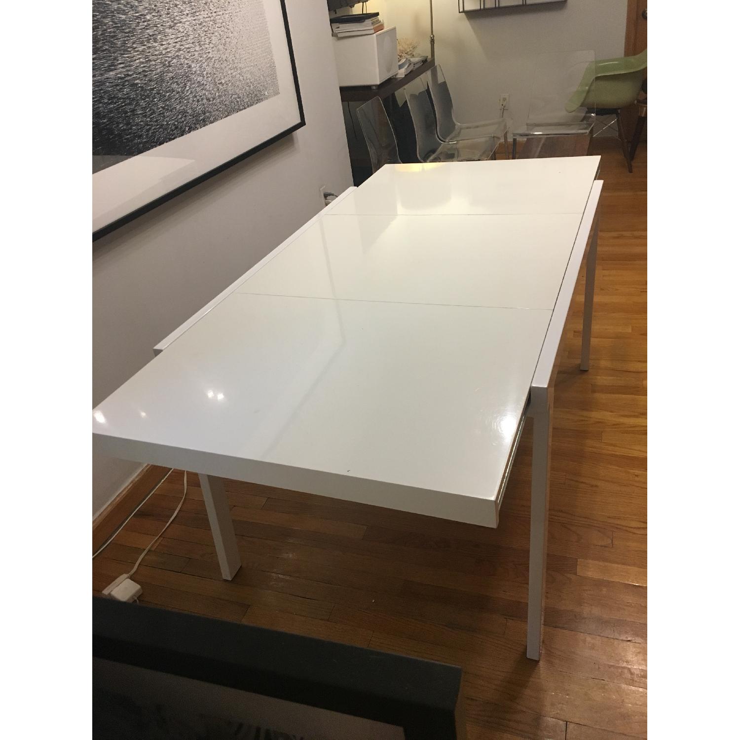 CB2 White Lacquer Pocket Extension Dining Table - image-3