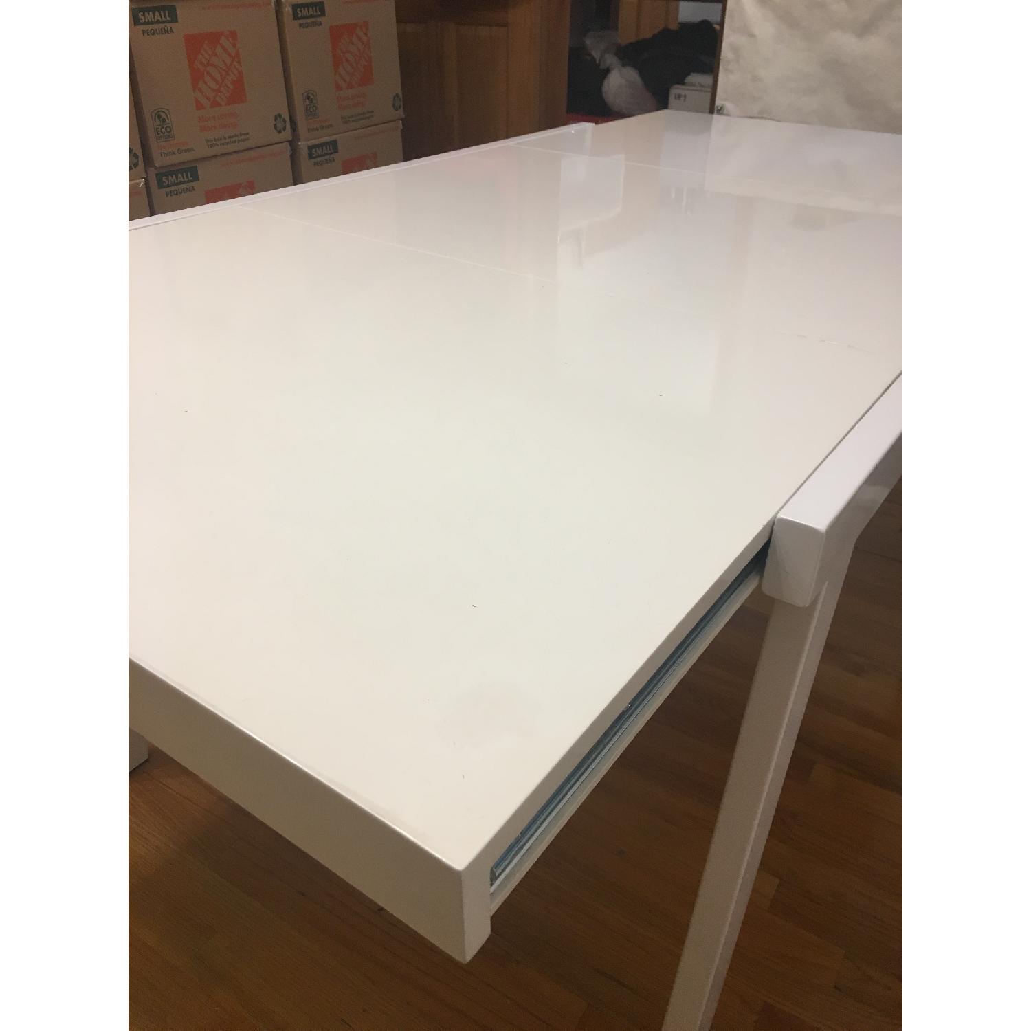 CB2 White Lacquer Pocket Extension Dining Table - image-4