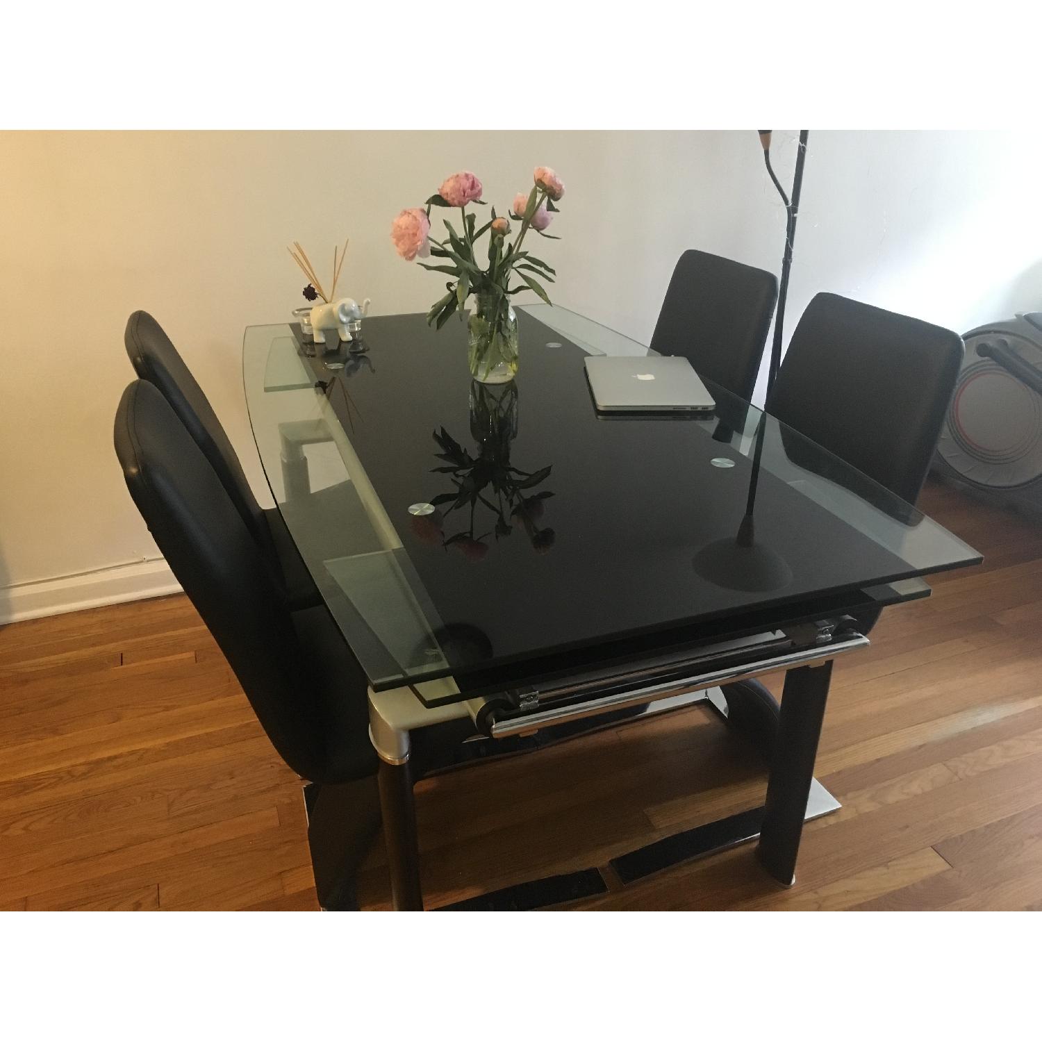 Modern Extendable Glass Dining Table w/ 4 Chairs - image-1