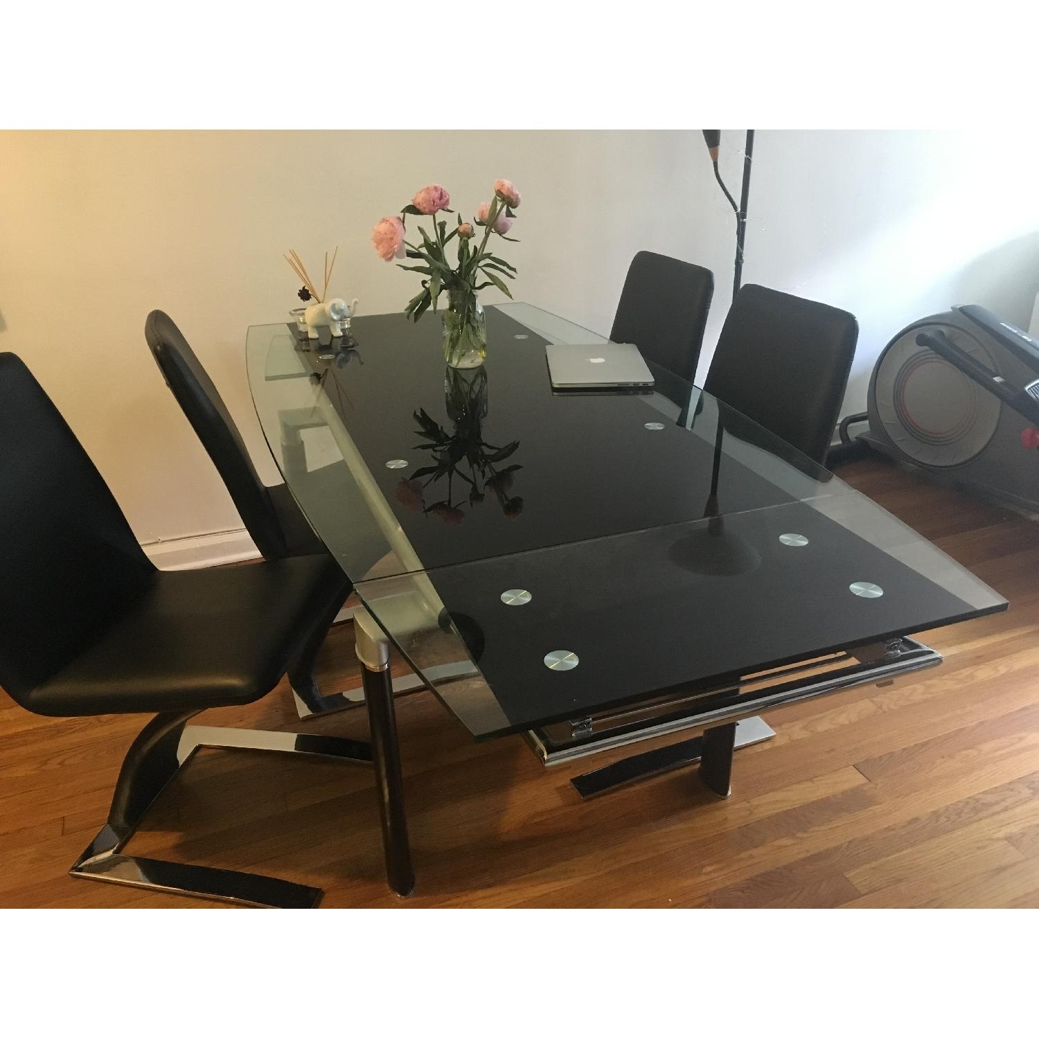 Modern Extendable Glass Dining Table w/ 4 Chairs - image-2