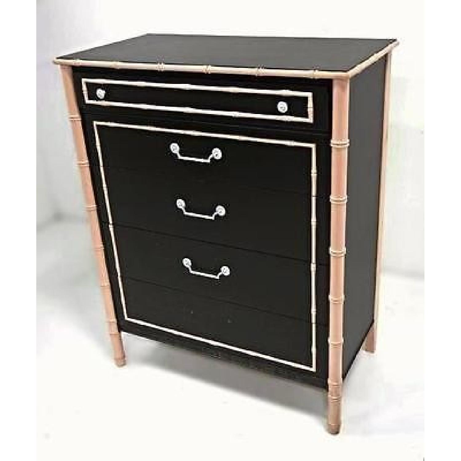 Thomasville Faux Bamboo & Lacquer Mid Century Tall Chest/Dresser AptDeco
