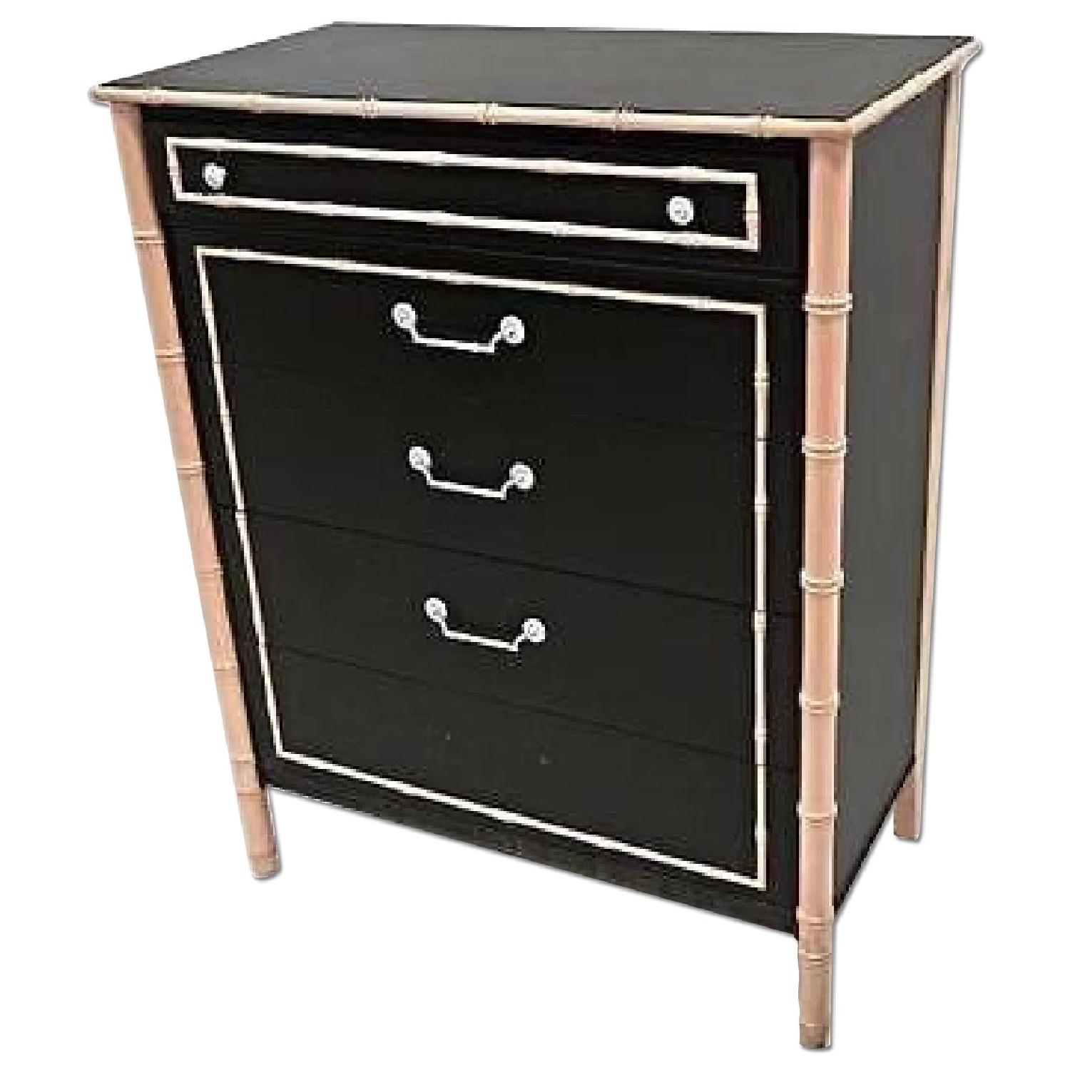 Thomasville Faux Bamboo & Lacquer Mid Century Tall Chest/Dresser AptDeco