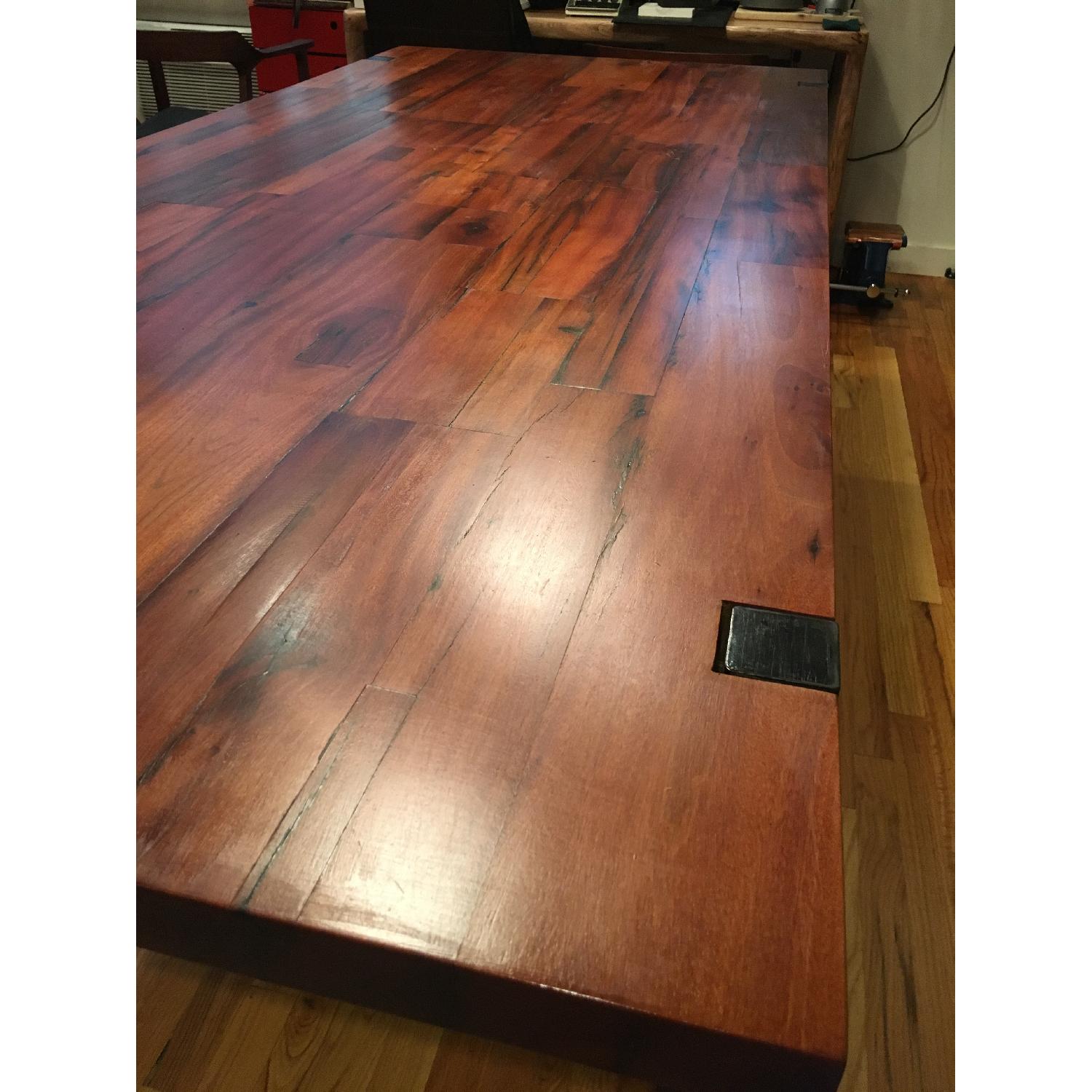 CB2 Reclaimed Indian Rail Wood Table w/ Metal Legs - AptDeco
