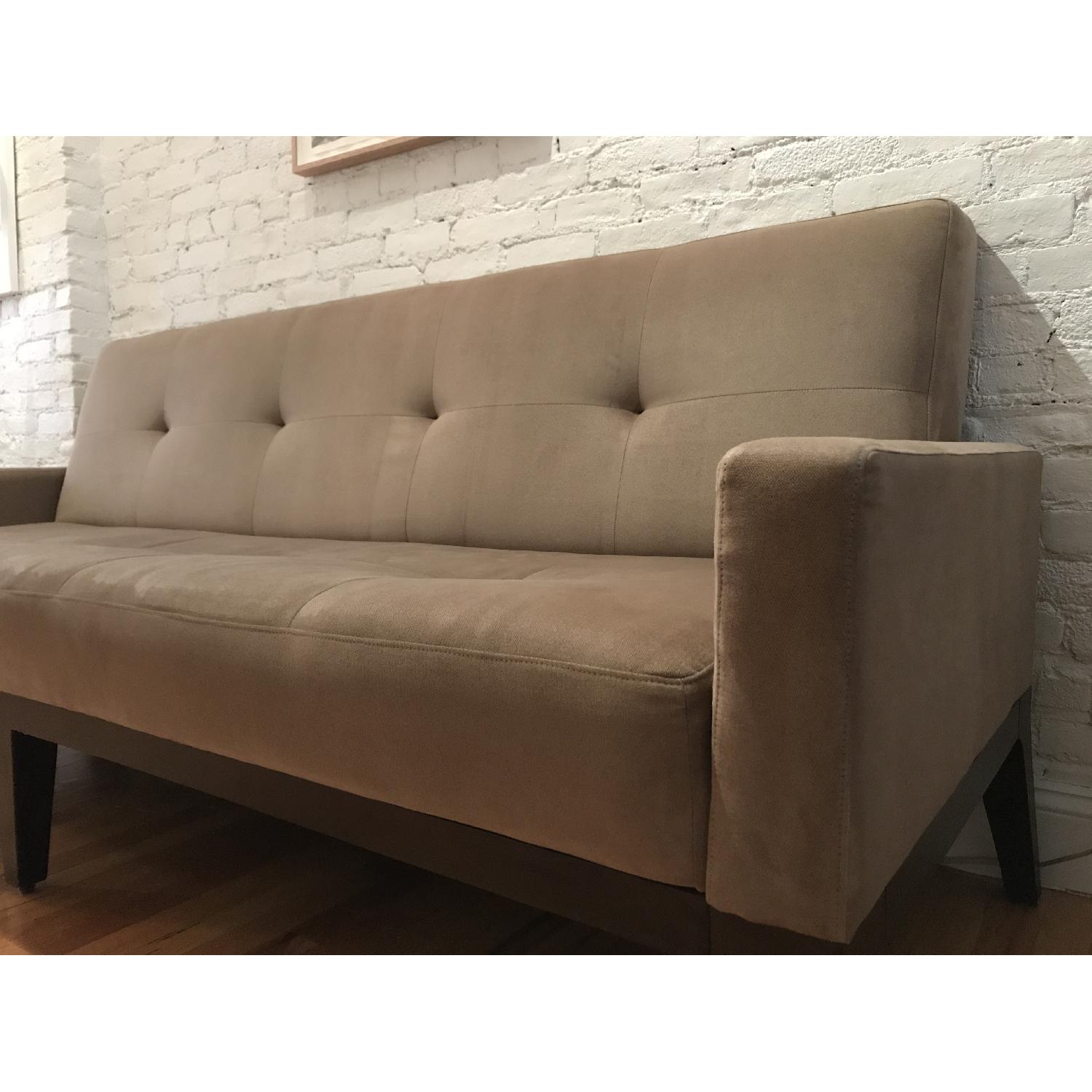 West Elm Marled Microfiber Sofa in Mink - image-1