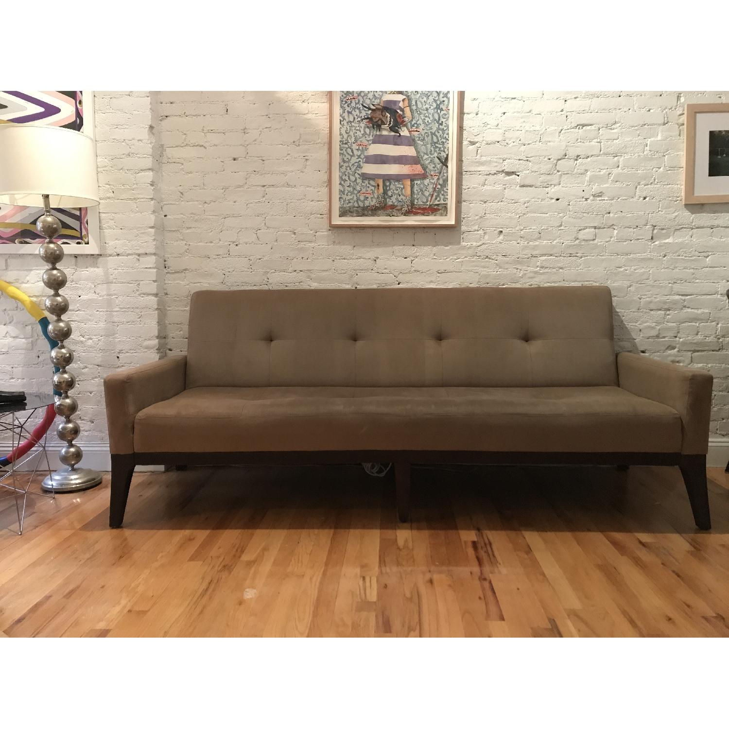 West Elm Marled Microfiber Sofa in Mink - image-6