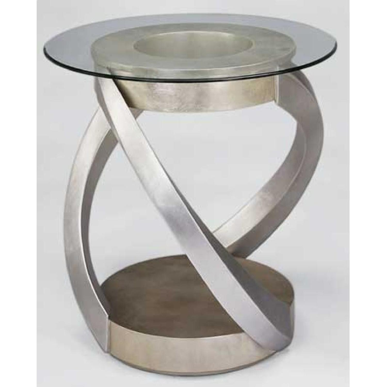 Modern End Table w/ Glass Top - image-1