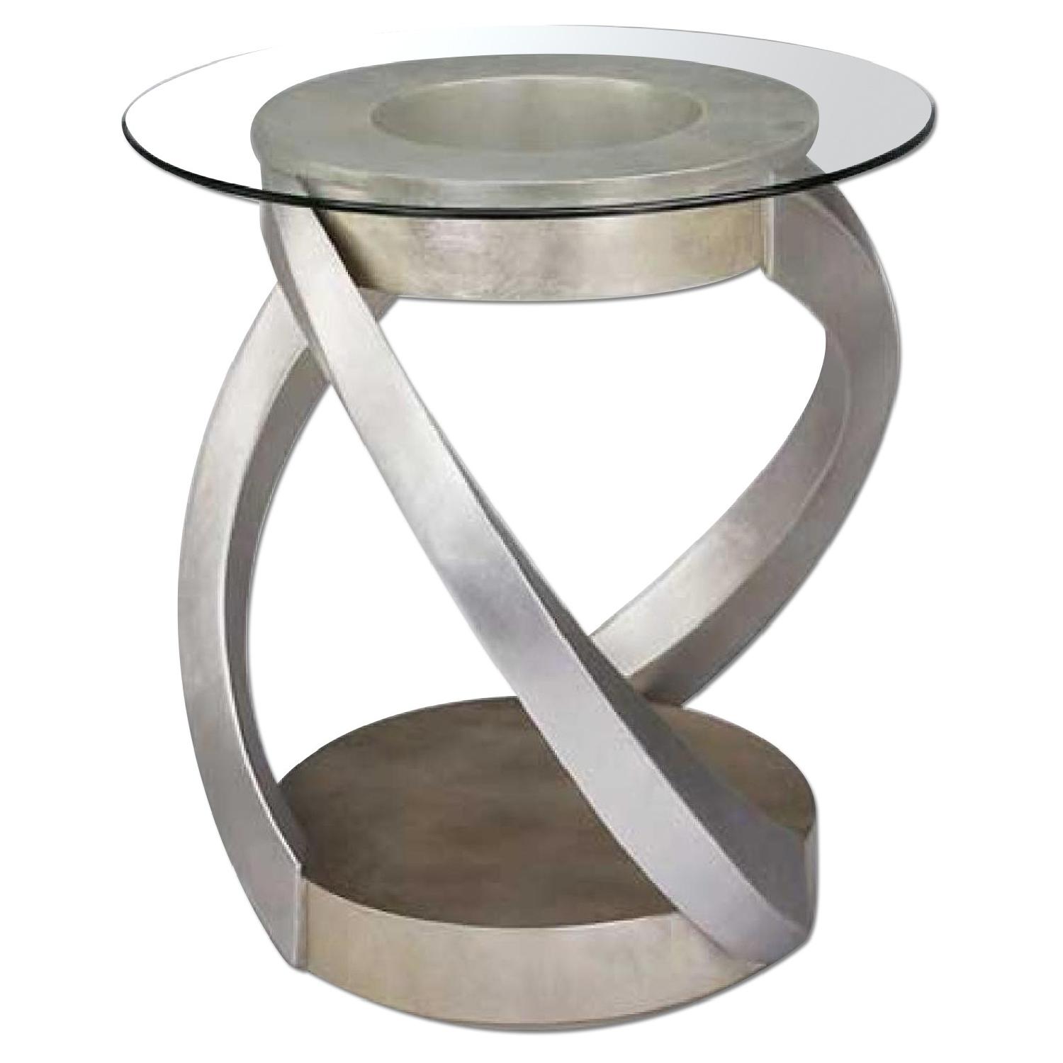 Modern End Table w/ Glass Top - image-2