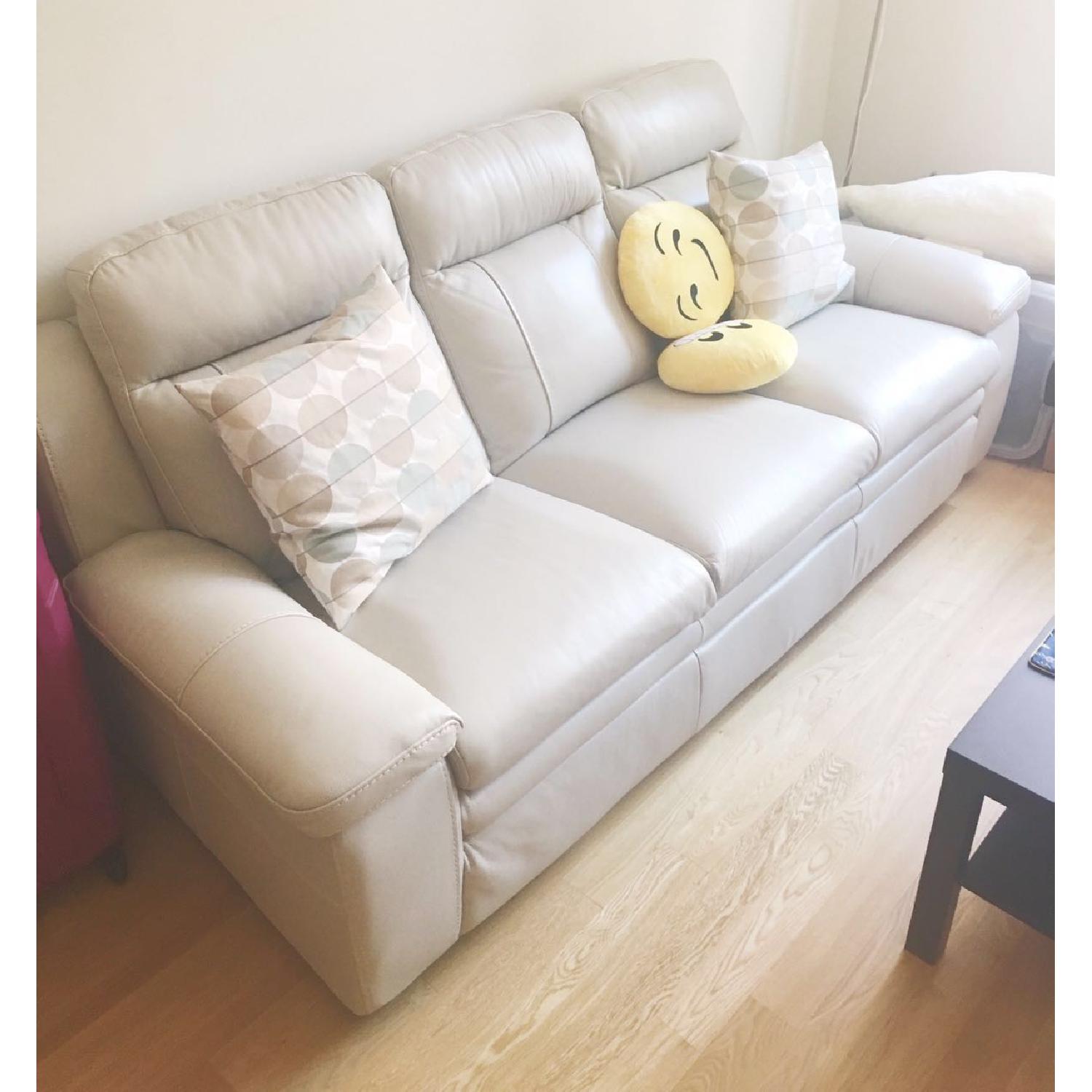 Macy's Zane White Leather Sofa - image-1