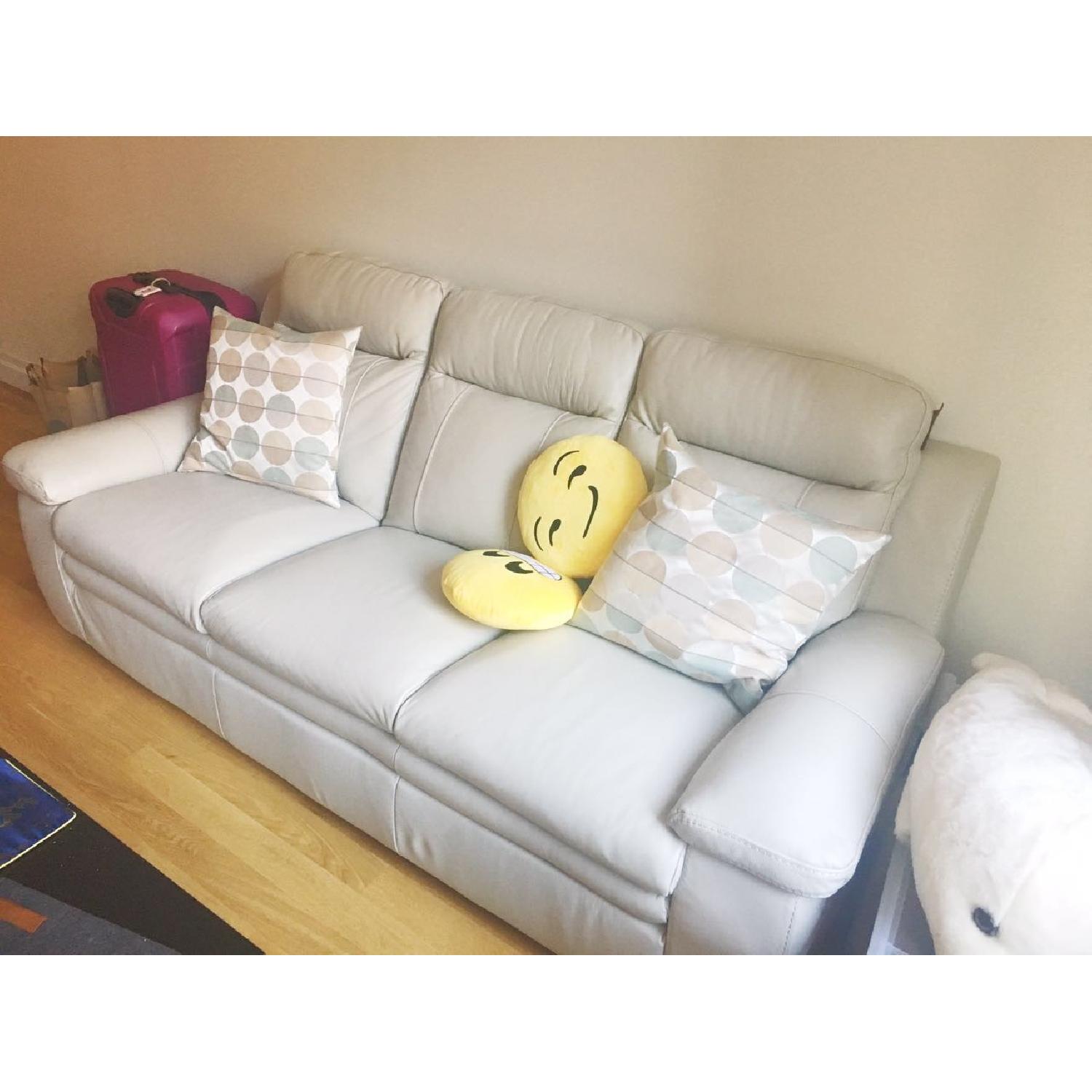 Macy's Zane White Leather Sofa - image-2