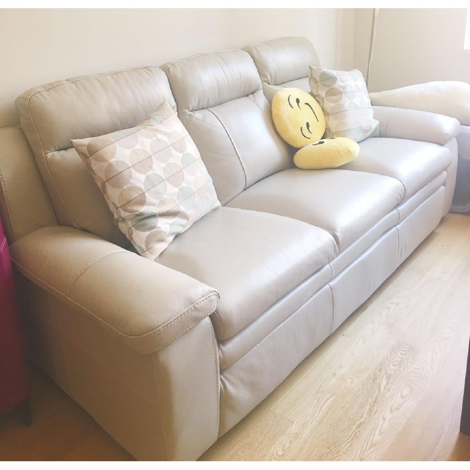 Macy's Zane White Leather Sofa - image-3