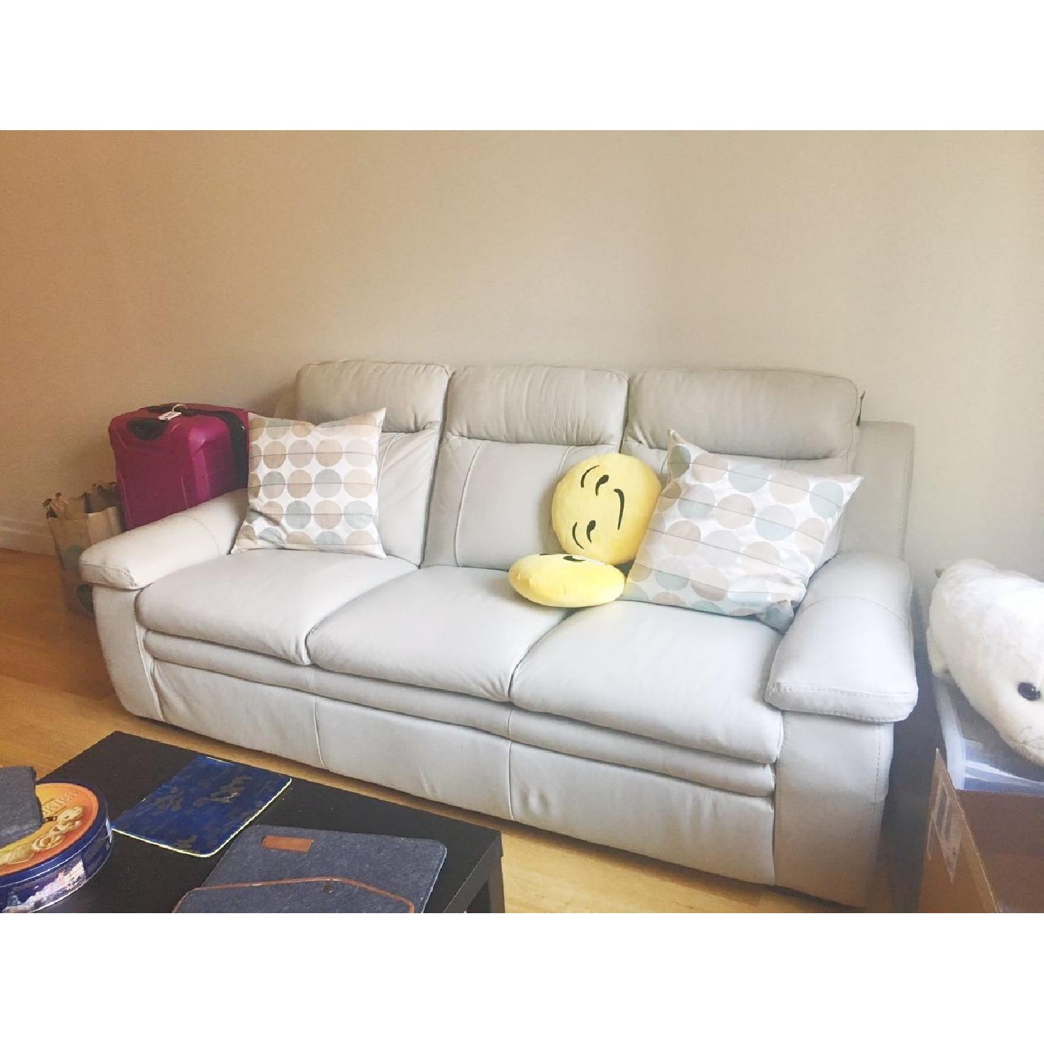 Macy's Zane White Leather Sofa - image-4