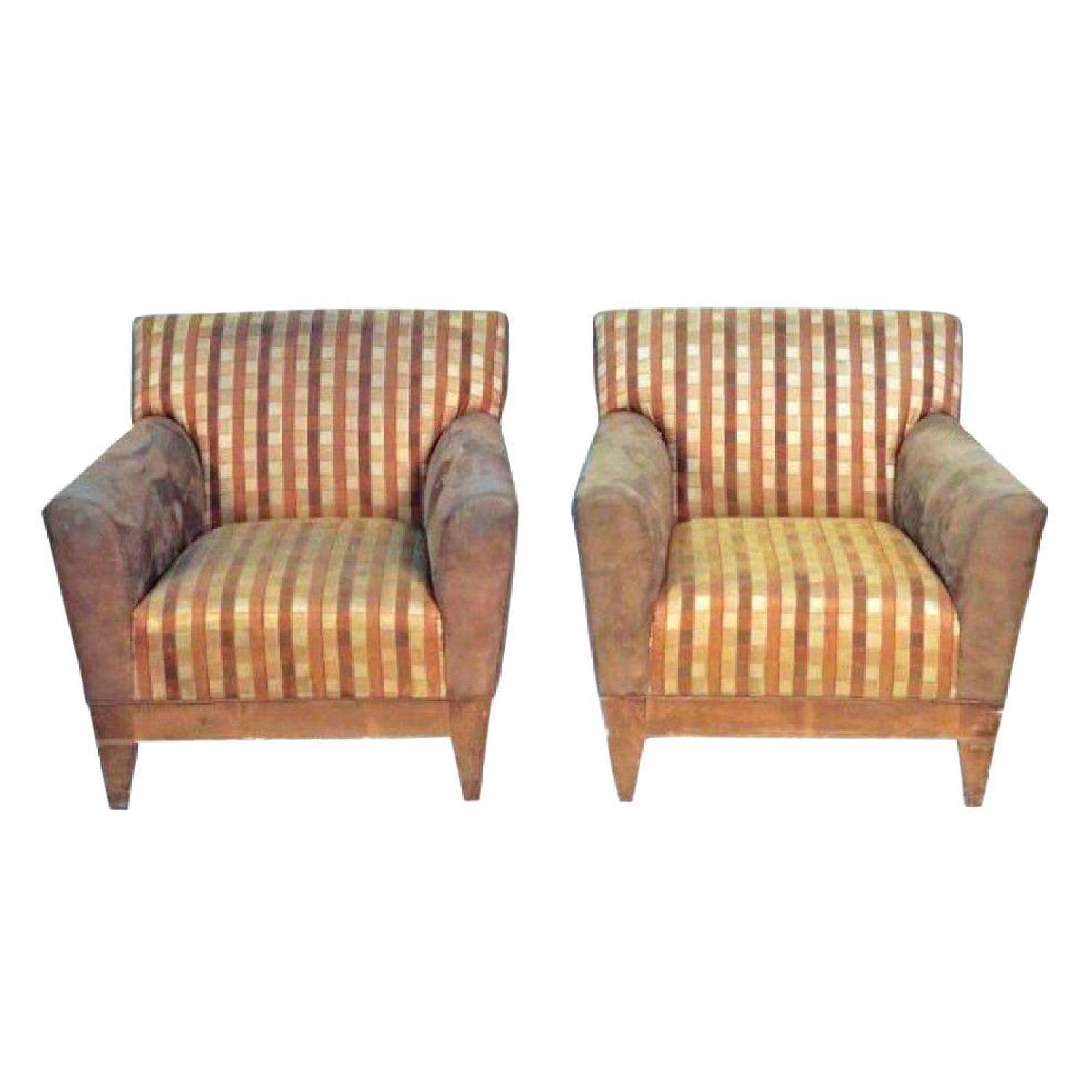 Modern Suede Upholstered Lounge Club Chairs - image-0