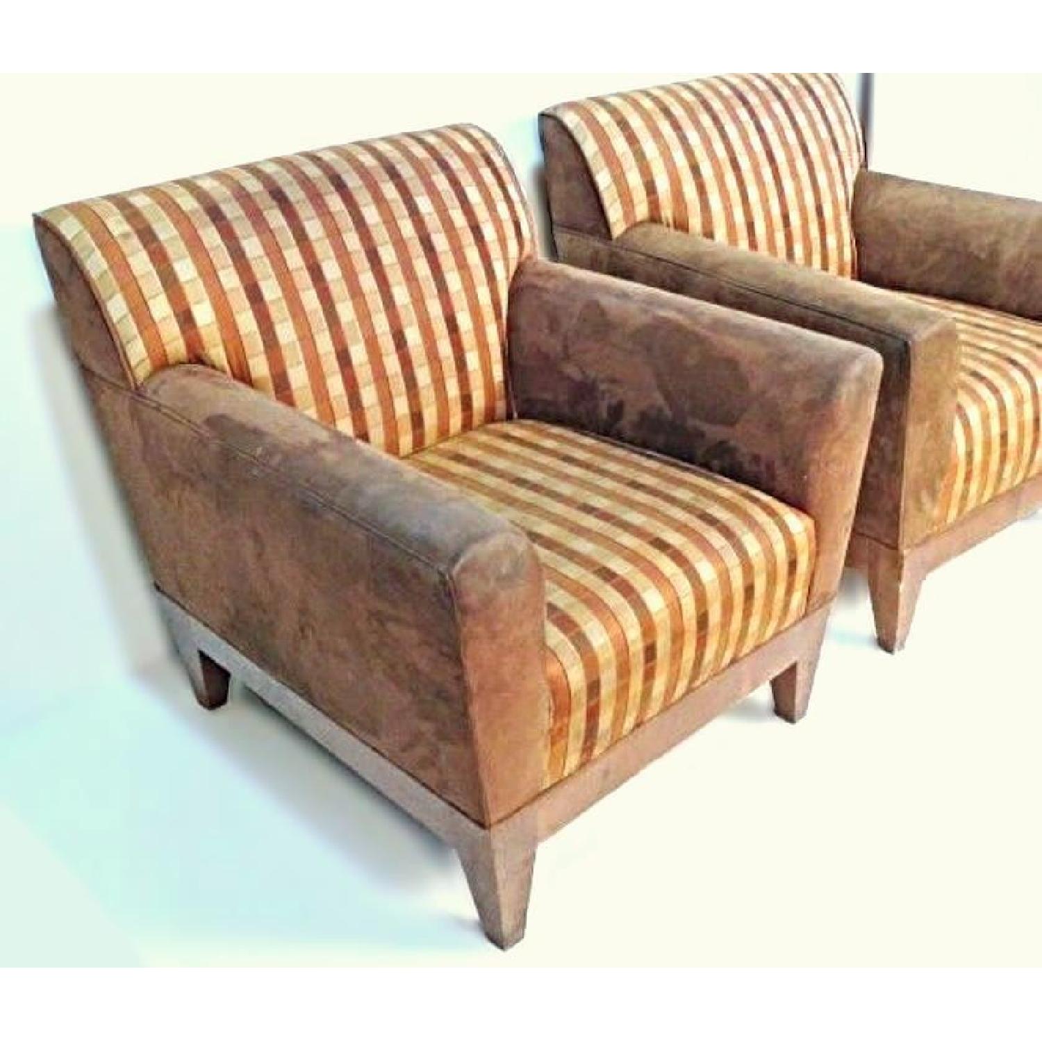 Modern Suede Upholstered Lounge Club Chairs - image-3
