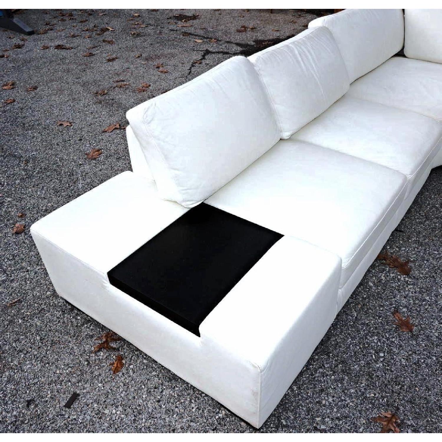 Mid Century Modern White Leather Sectional Sofa AptDeco