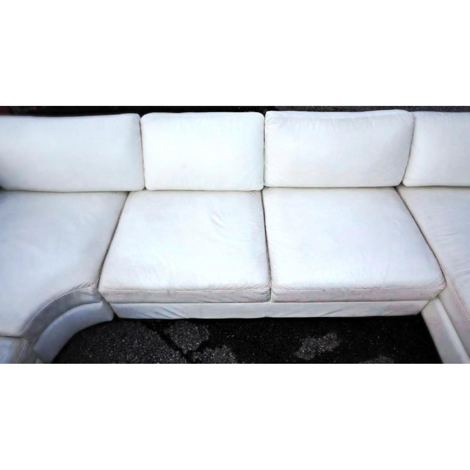 Mid Century Modern White Leather Sectional Sofa - image-3
