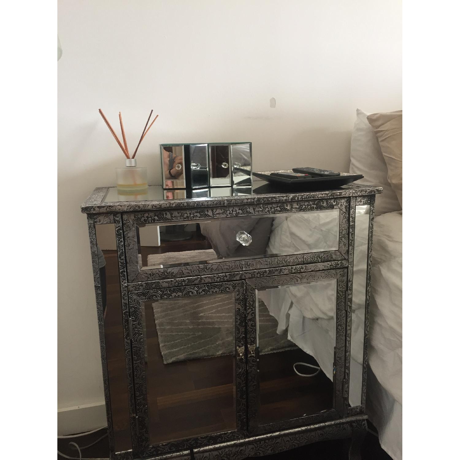 Home Goods Mirrored Storage Cabinet w/ 1 Drawer - image-2