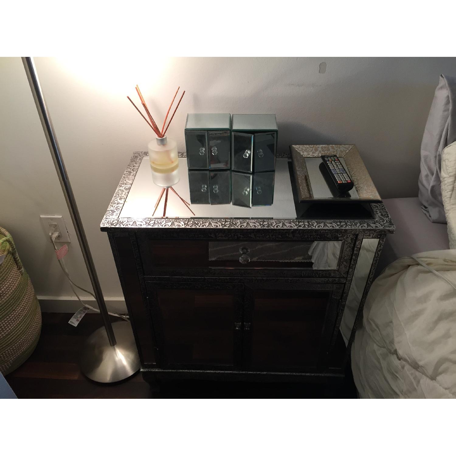 Home Goods Mirrored Storage Cabinet w/ 1 Drawer - image-3