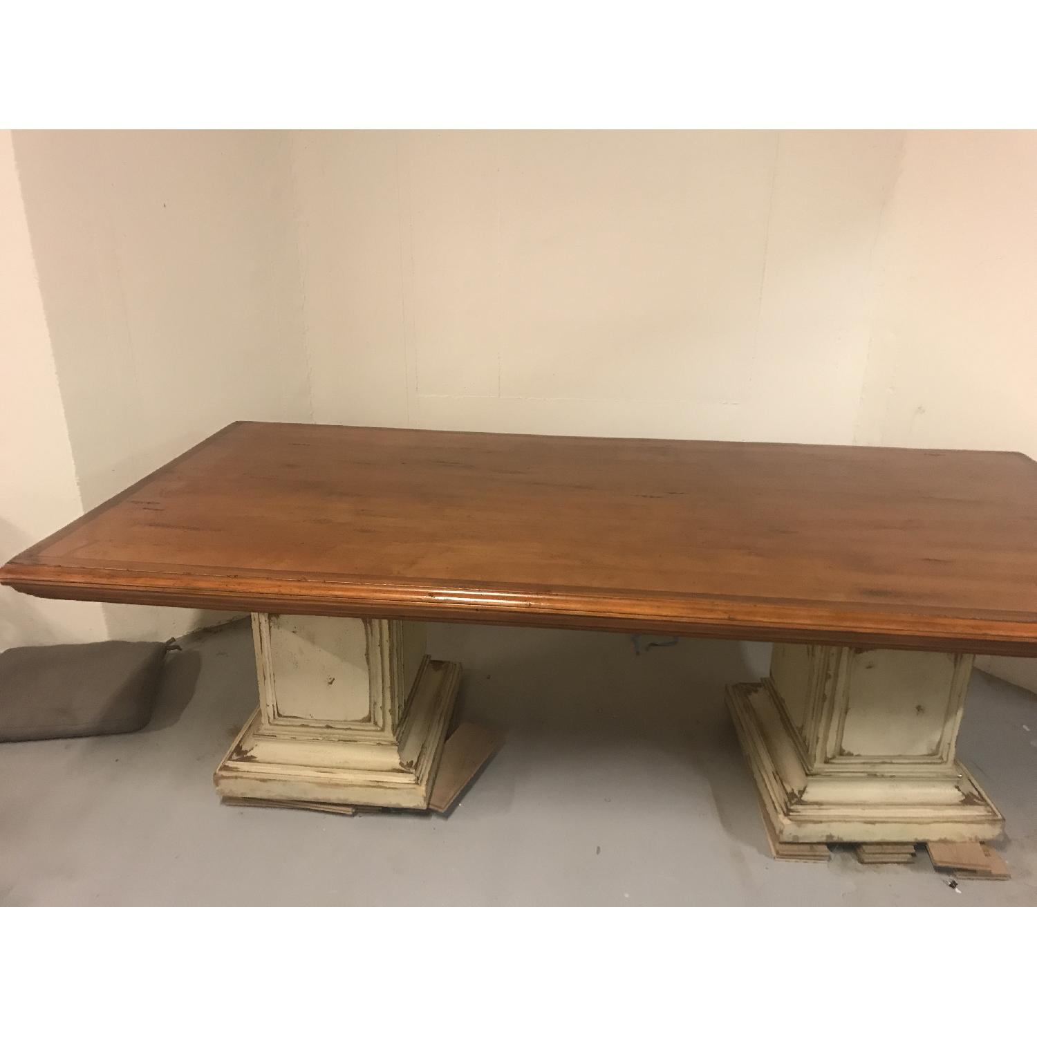 Rustic Wood Dining Table on Pedastals - image-3
