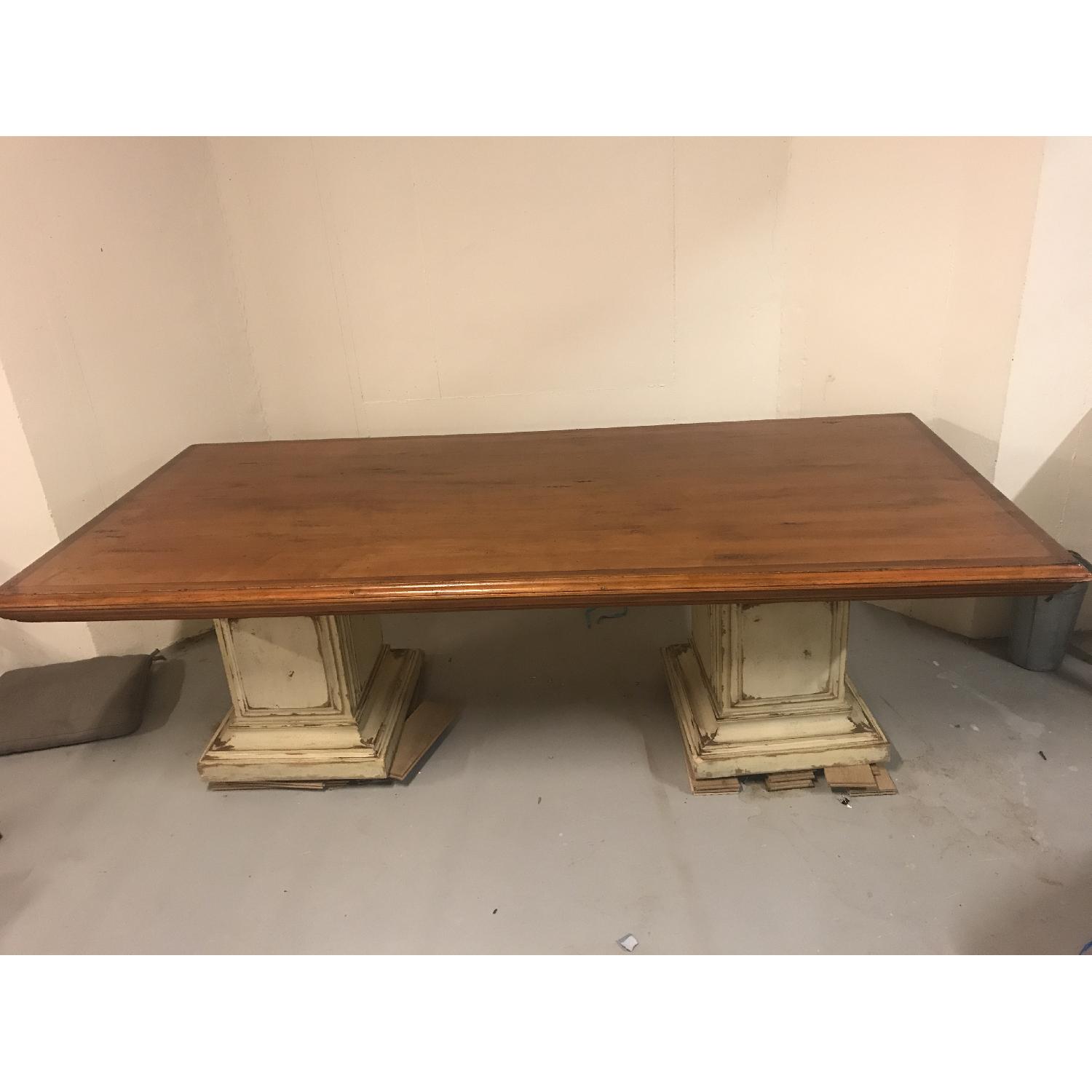 Rustic Wood Dining Table on Pedastals - image-4