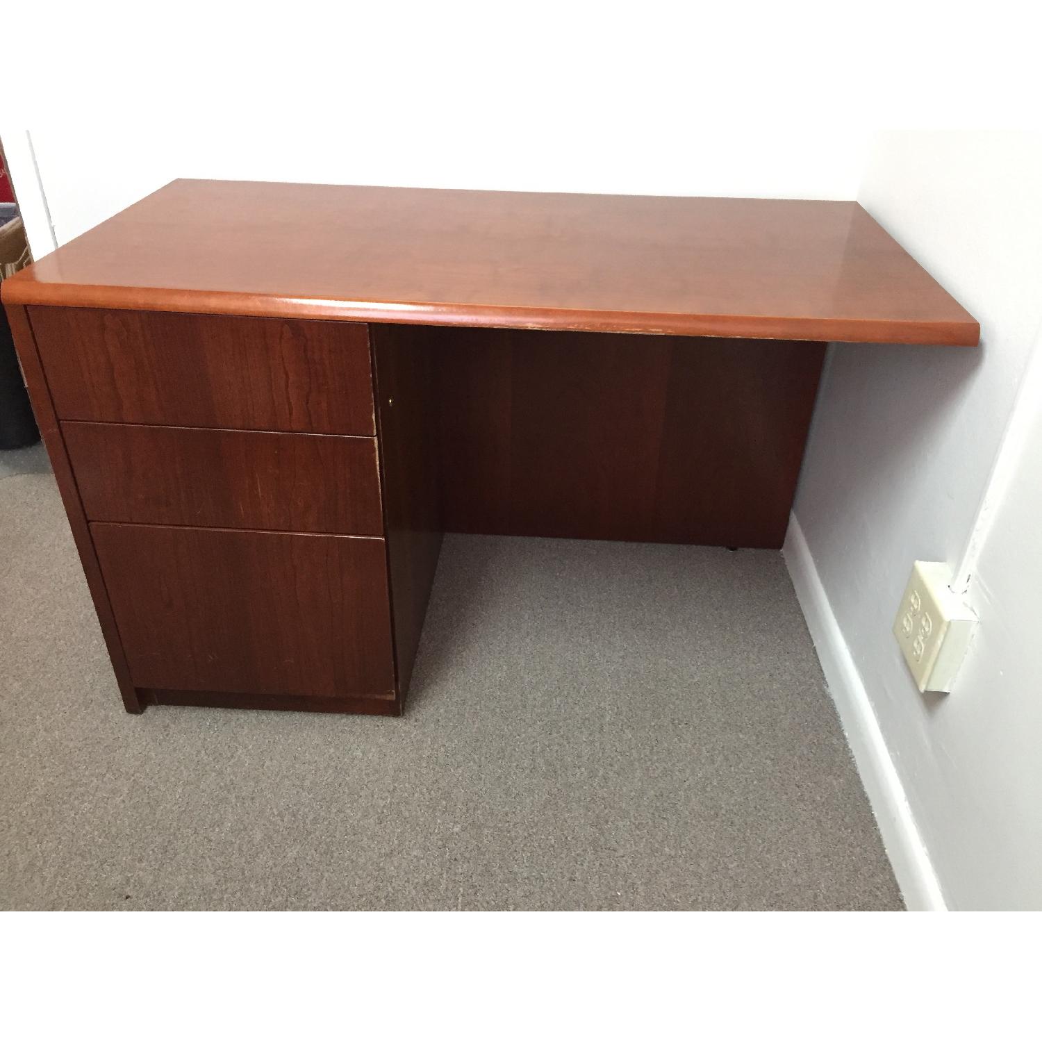 Dark Cherry Wood Desk - image-1