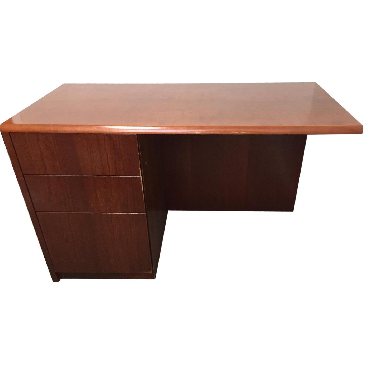 Dark Cherry Wood Desk - image-0