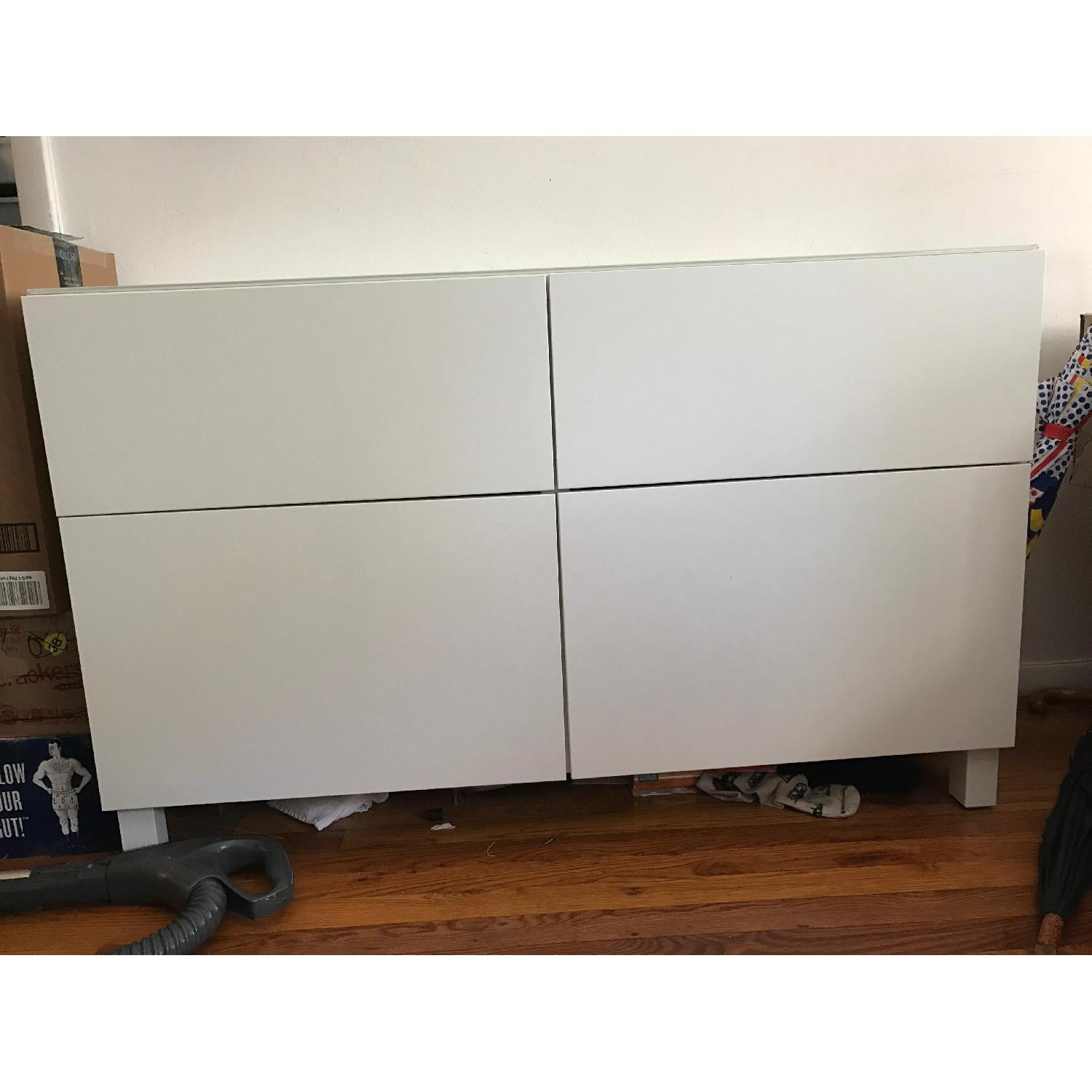 Ikea Besta White Console w/ Glass top - image-3